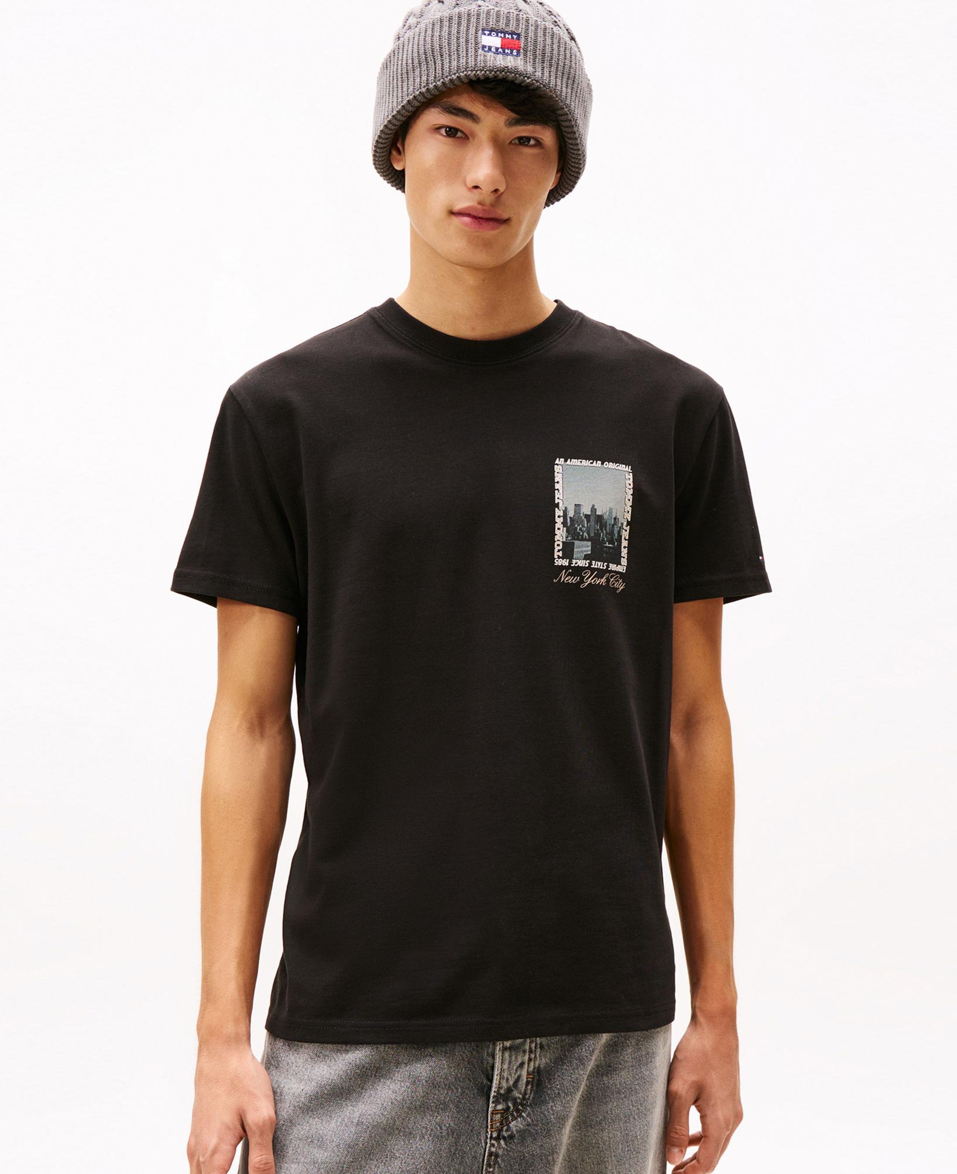 Tommy Hilfiger Regular Photo Erkek Siyah T-Shirt