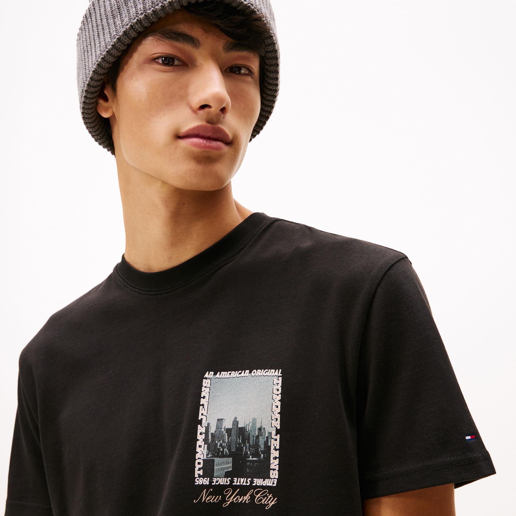 Tommy Hilfiger Regular Photo Erkek Siyah T-Shirt