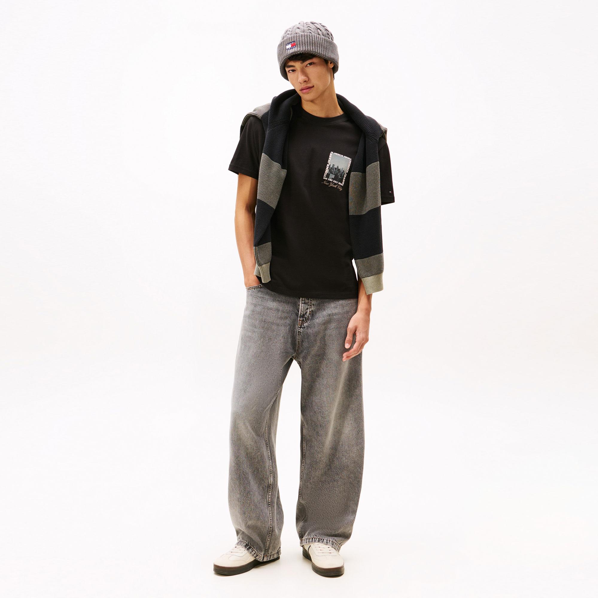 Tommy Hilfiger Regular Photo Erkek Siyah T-Shirt