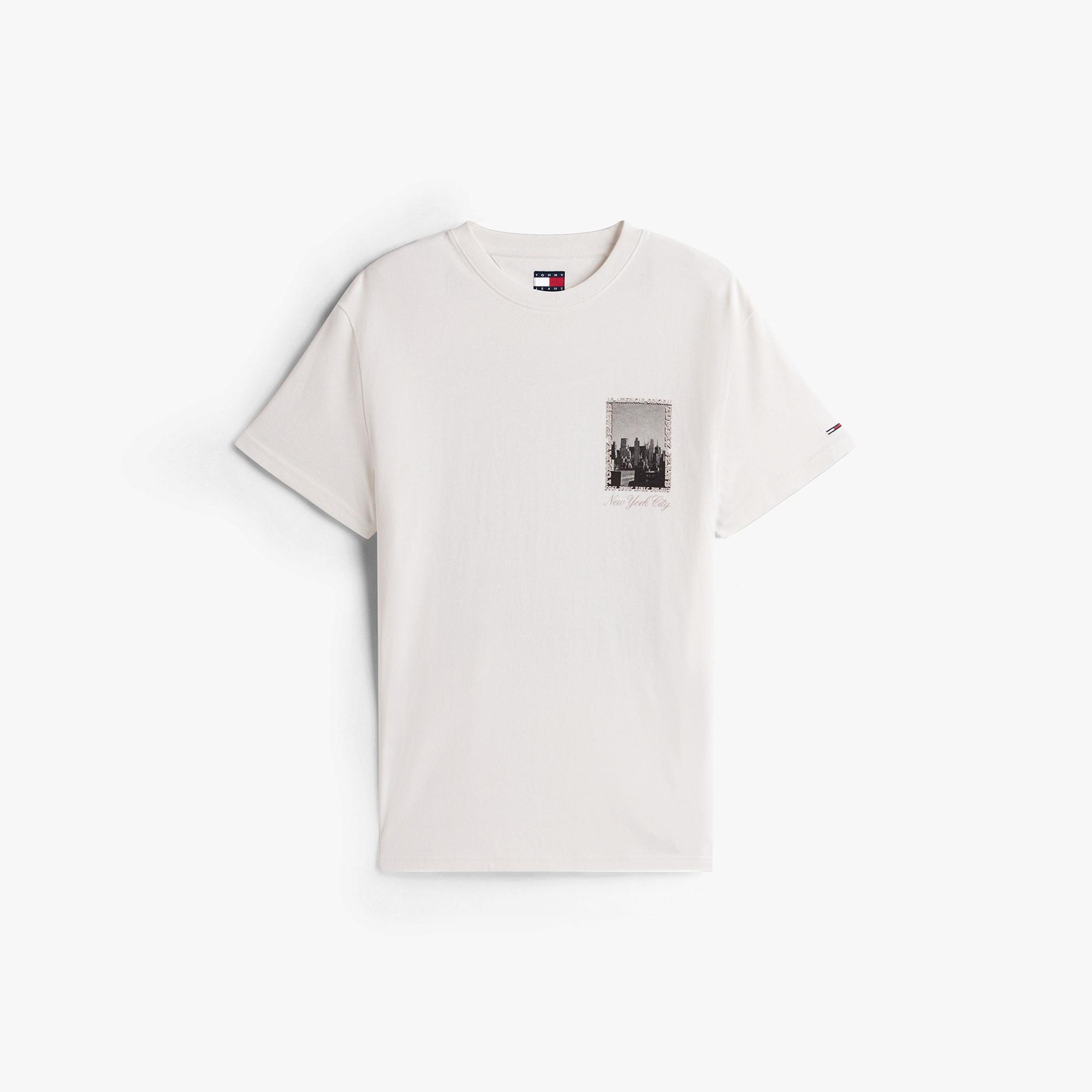 Tommy Hilfiger Regular Photo Erkek Beyaz T-Shirt