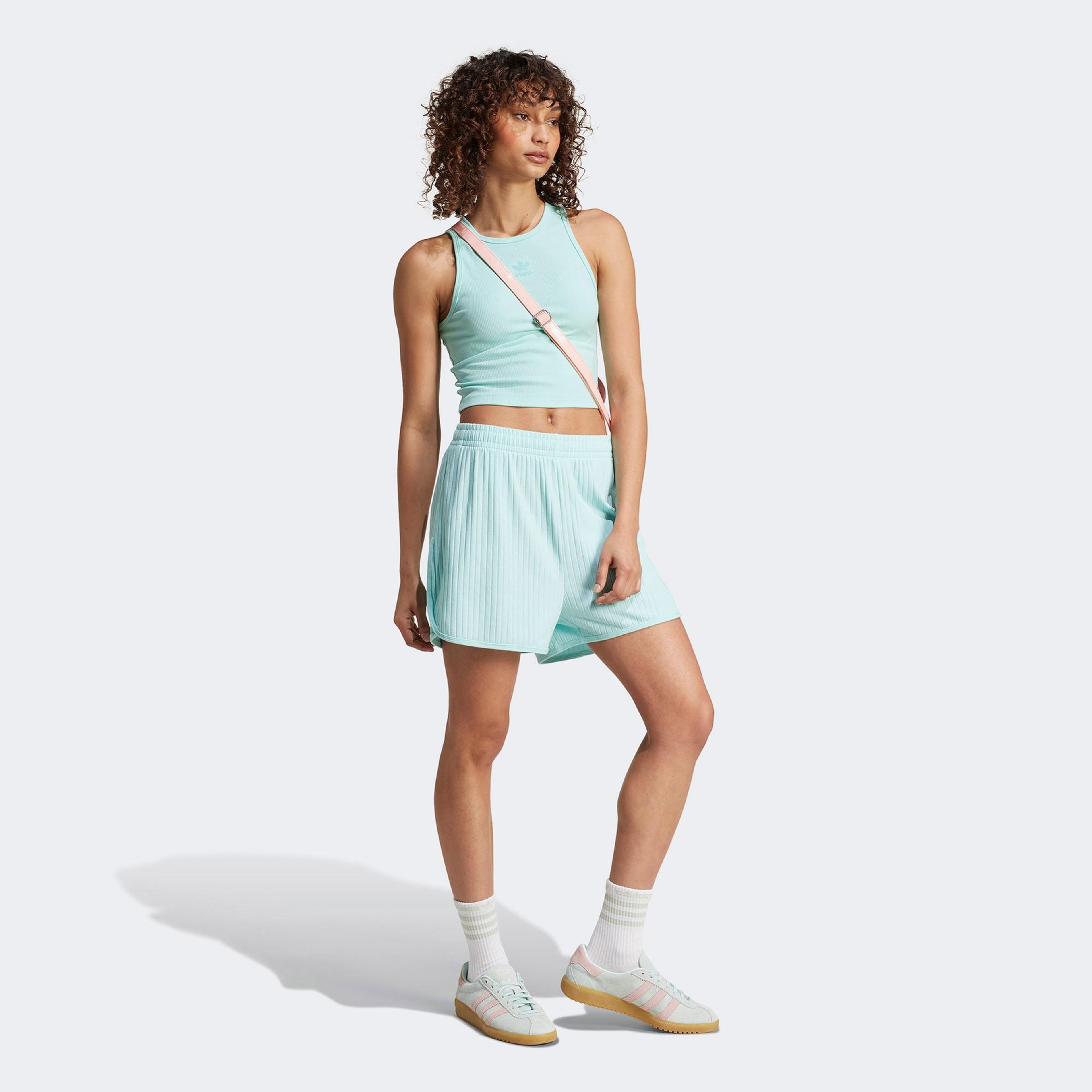 adidas Essentials Wide Rib Kadın Mavi Şort