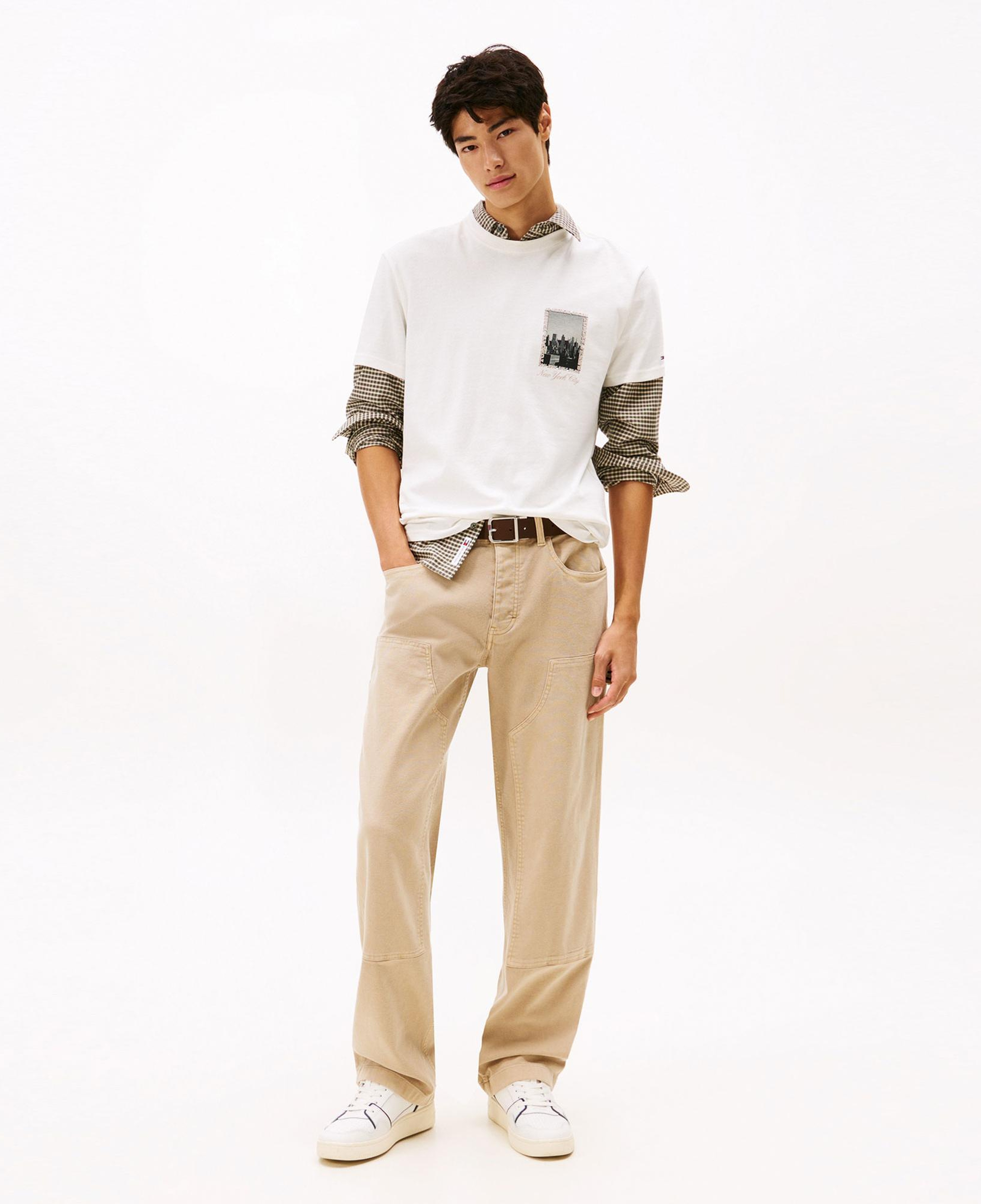 Tommy Hilfiger Regular Photo Erkek Beyaz T-Shirt