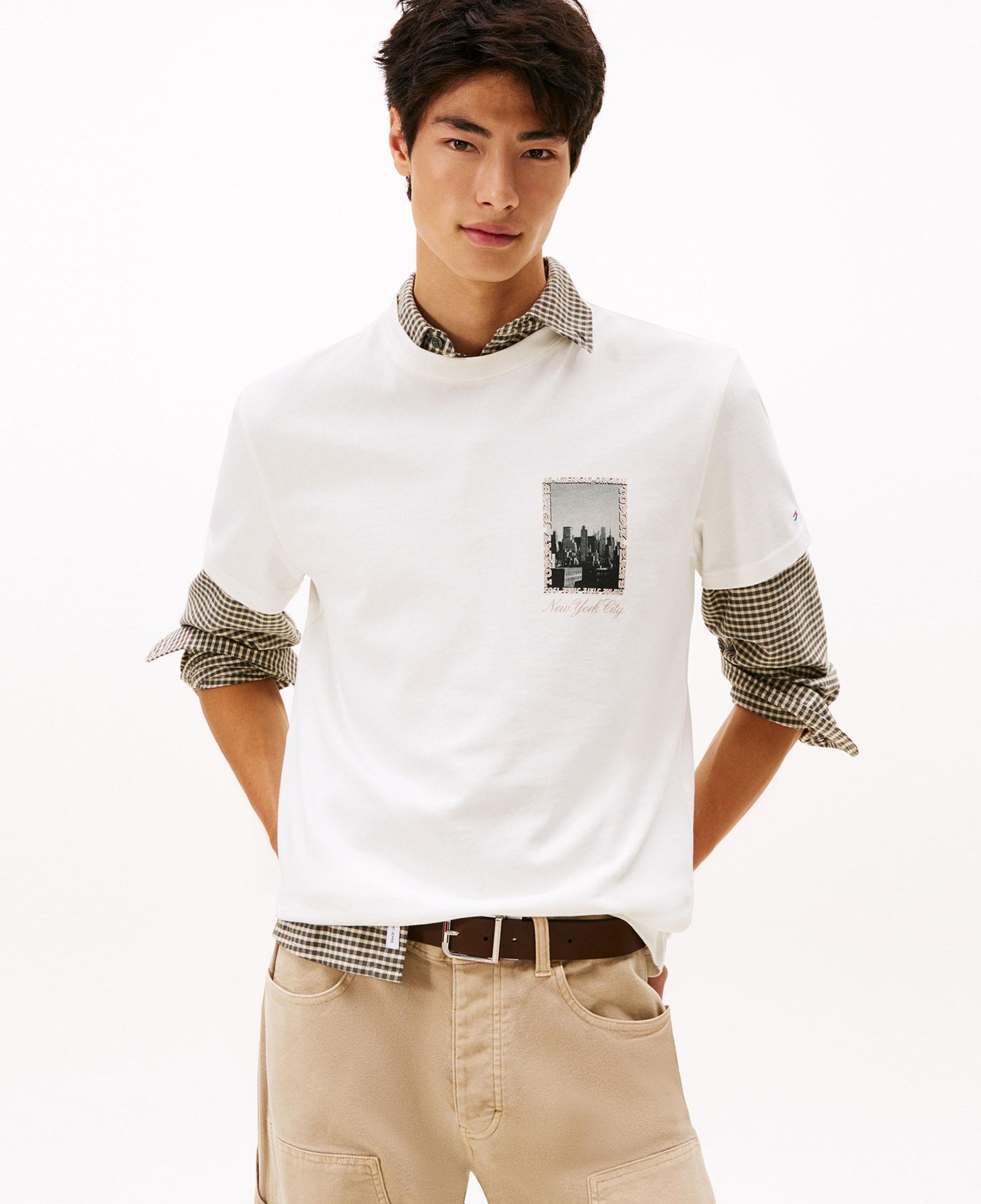 Tommy Hilfiger Regular Photo Erkek Beyaz T-Shirt