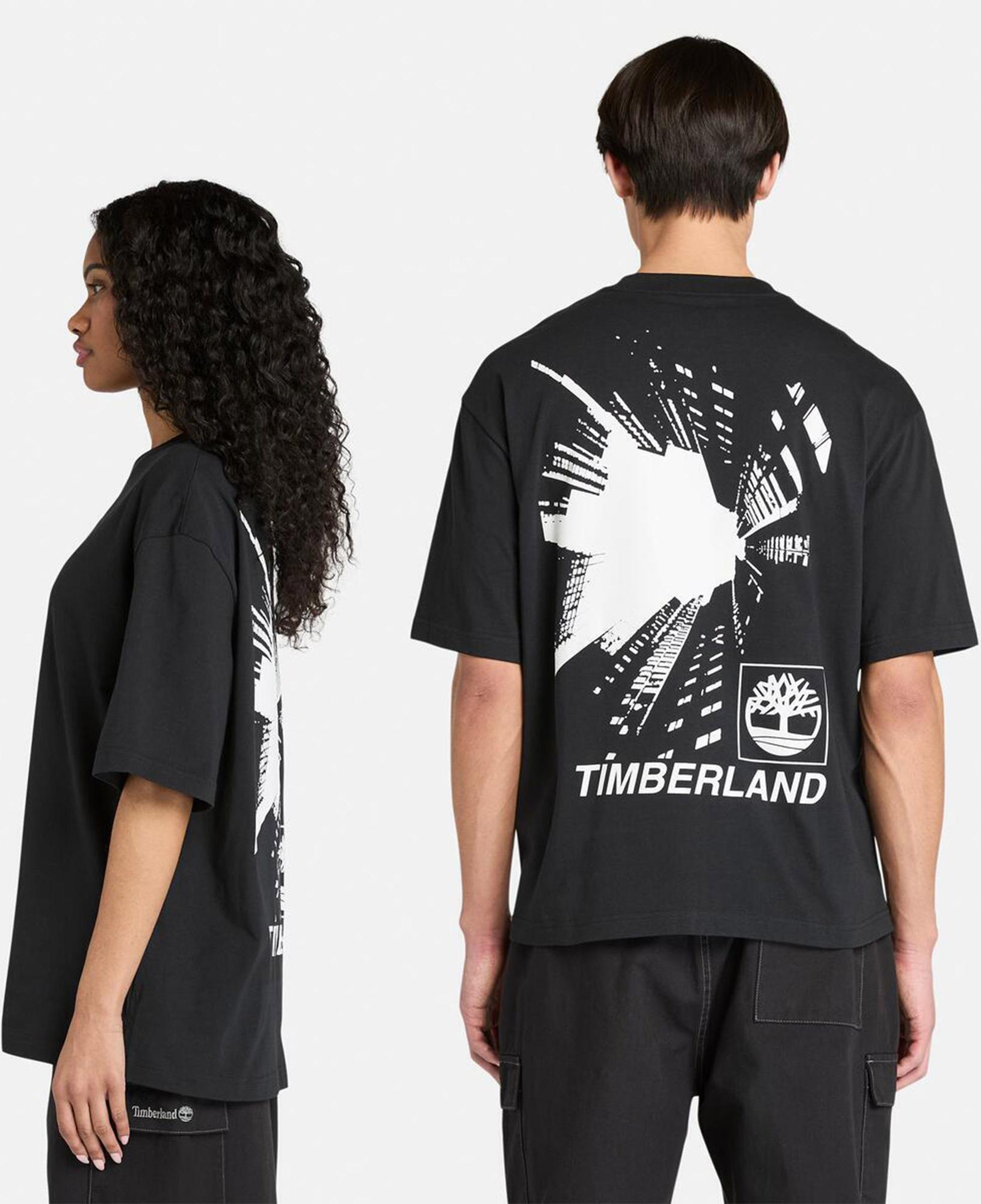 Timberland Unisex Siyah Building Blocks Kısa Kollu Grafik Baskılı Tişört