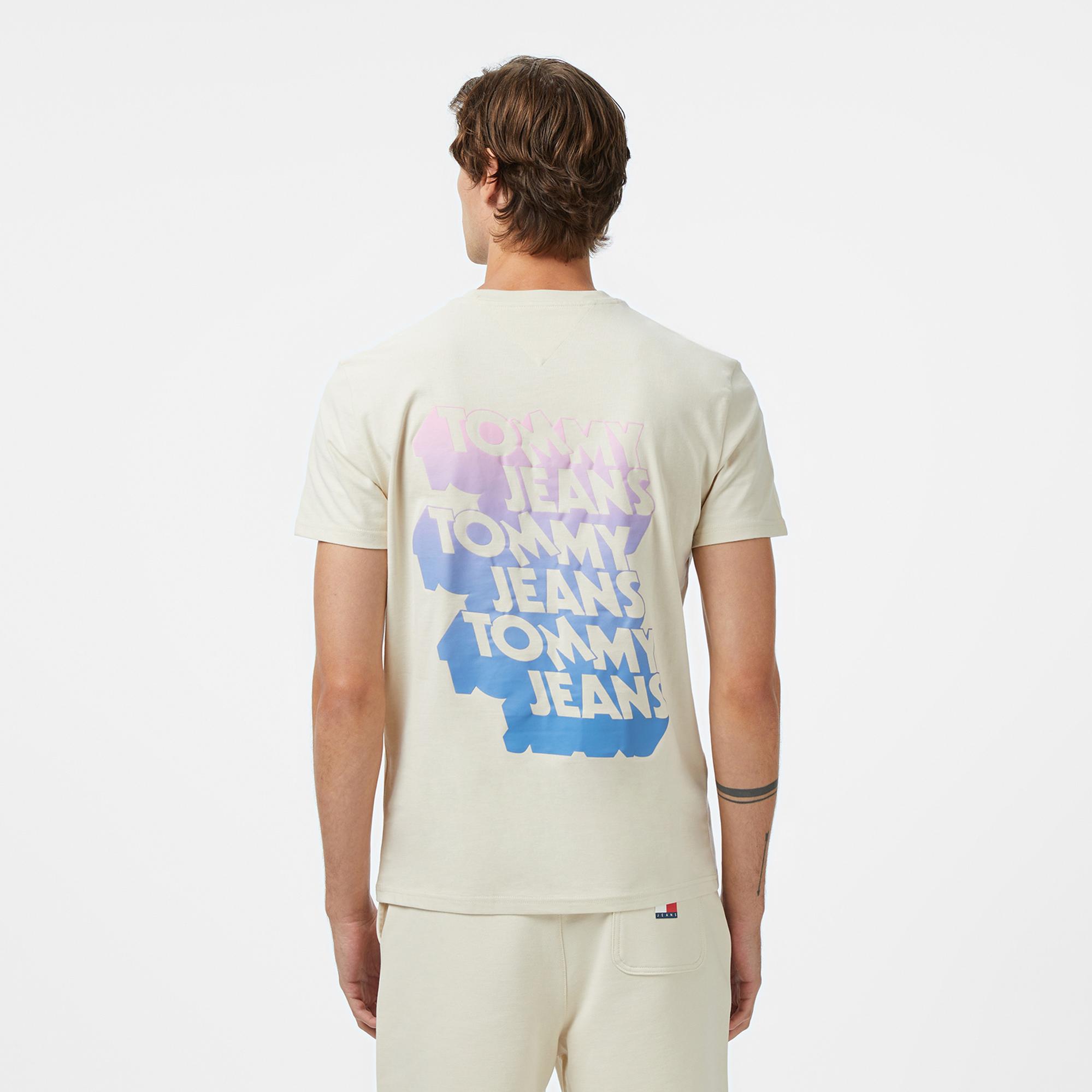 Tommy Hilfiger Back Logo Erkek Bej T-Shirt