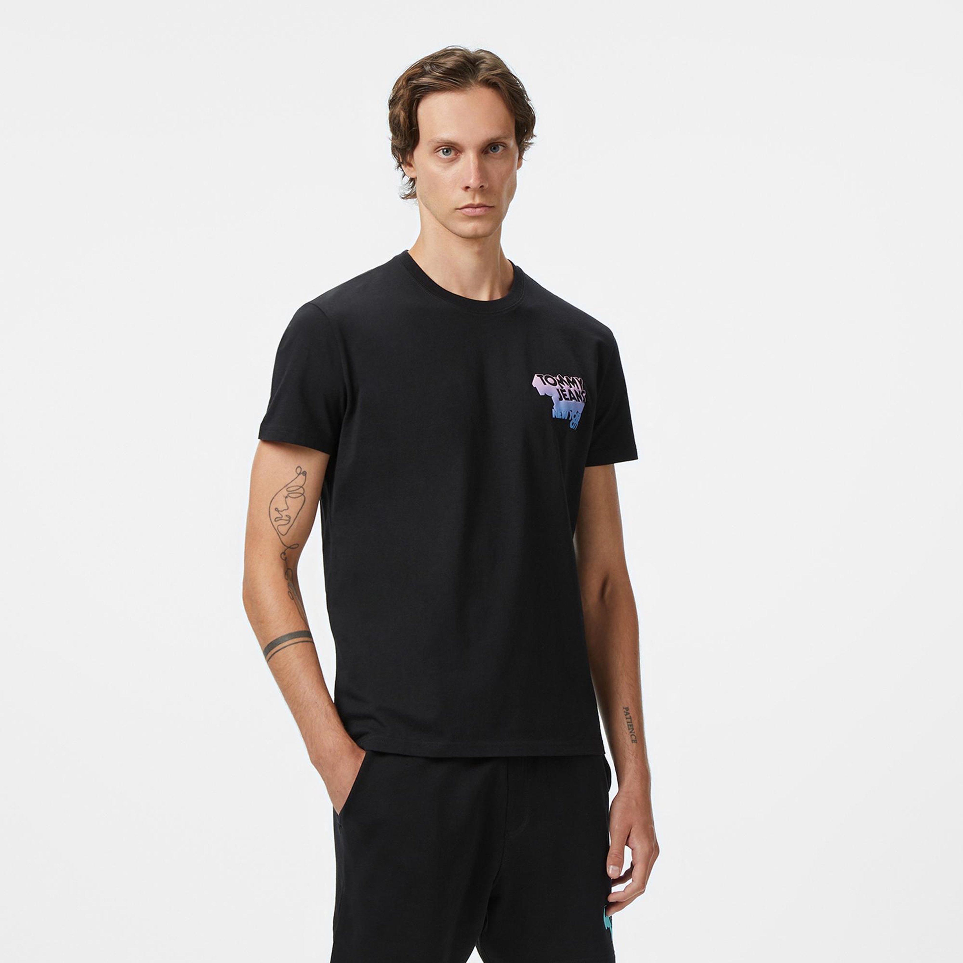 Tommy Jeans Stac Logo Erkek Siyah T-Shirt