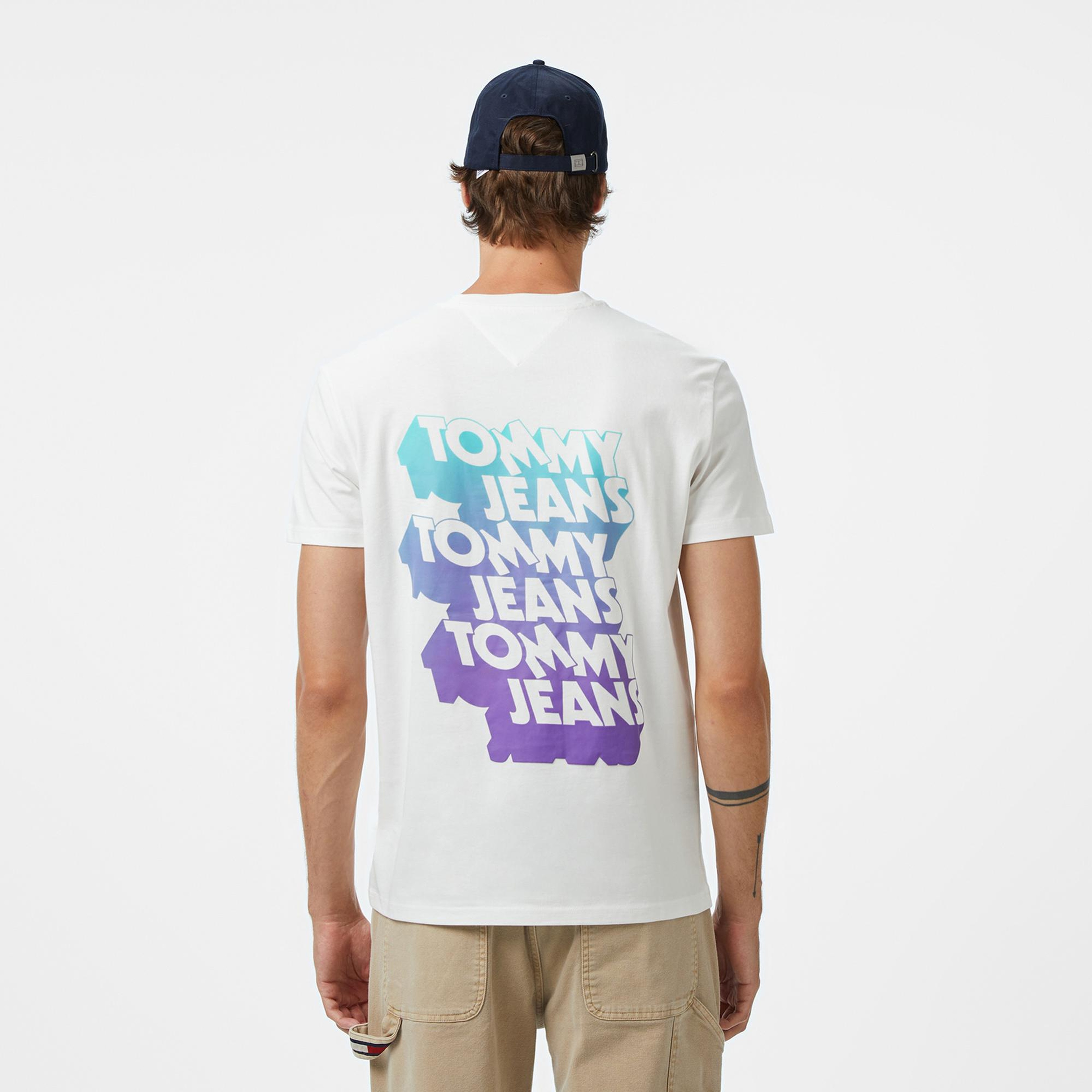 Tommy Jeans Pamuklu Regular Fit Erkek Beyaz T-Shirt