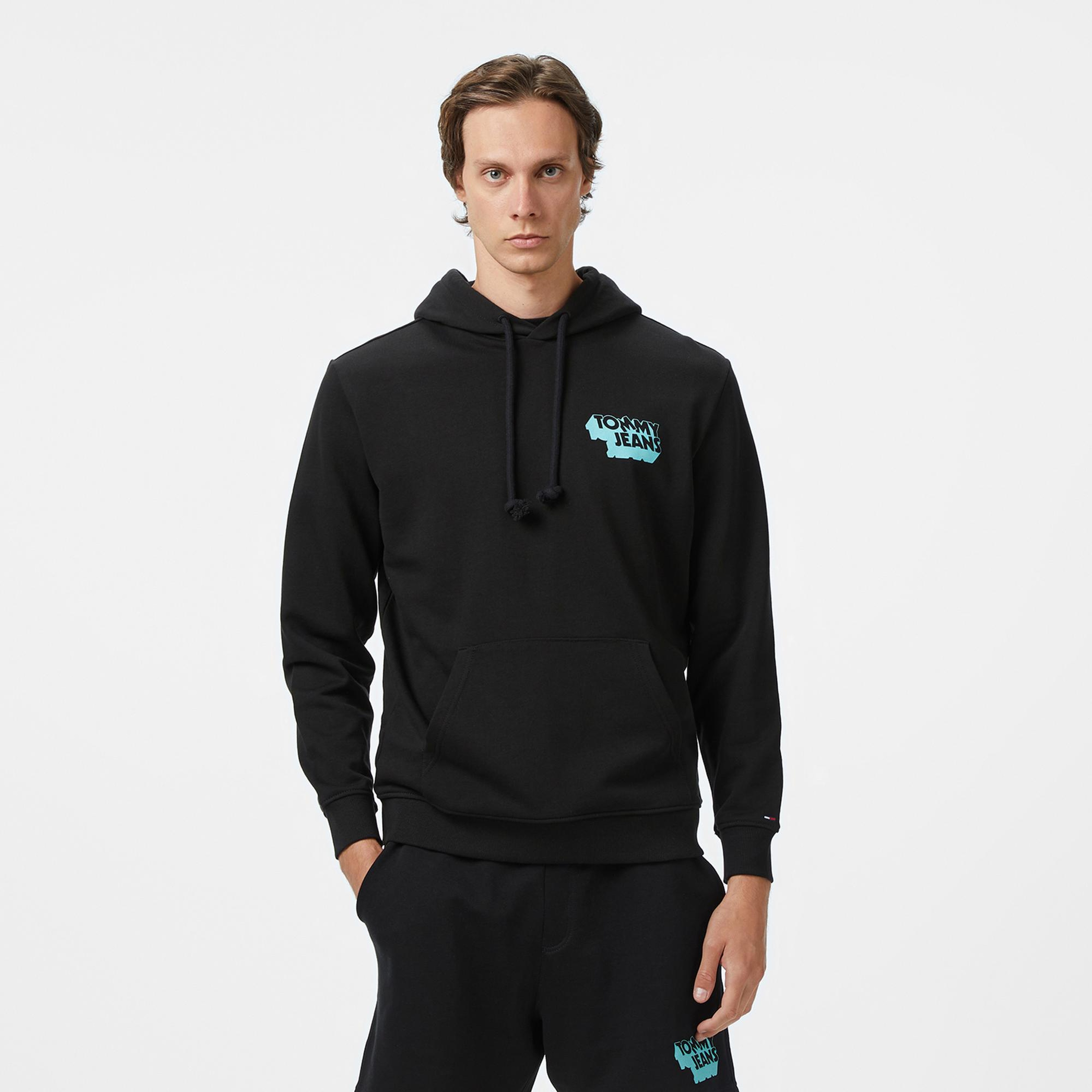 Tommy Jeans Badge Logo Erkek Siyah Sweatshirt