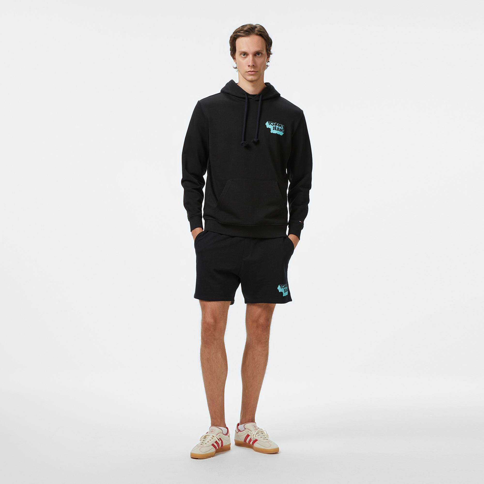 Tommy Jeans Badge Logo Erkek Siyah Sweatshirt