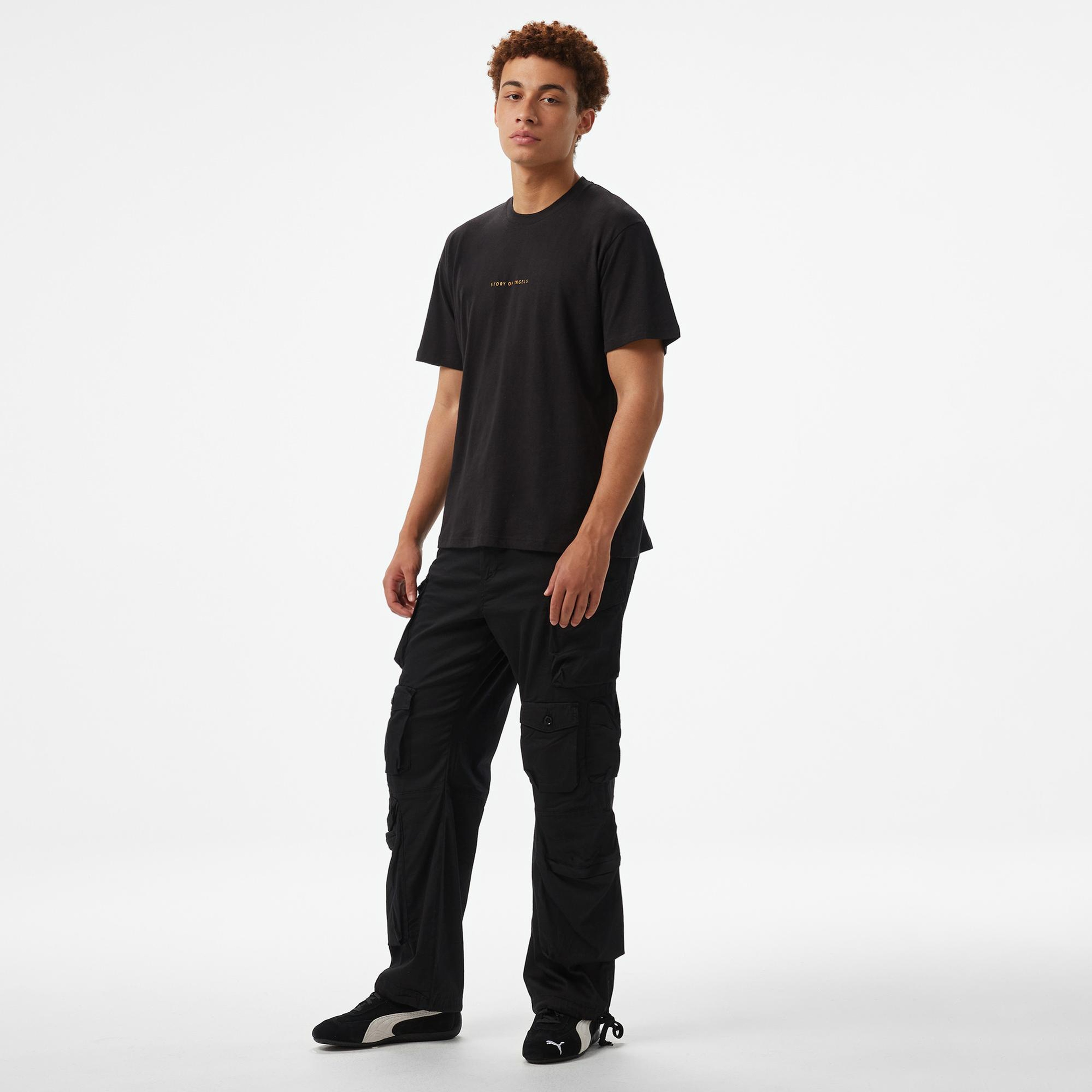 Story of Angels Dream Logo Band Cargo Unisex Siyah Pantolon