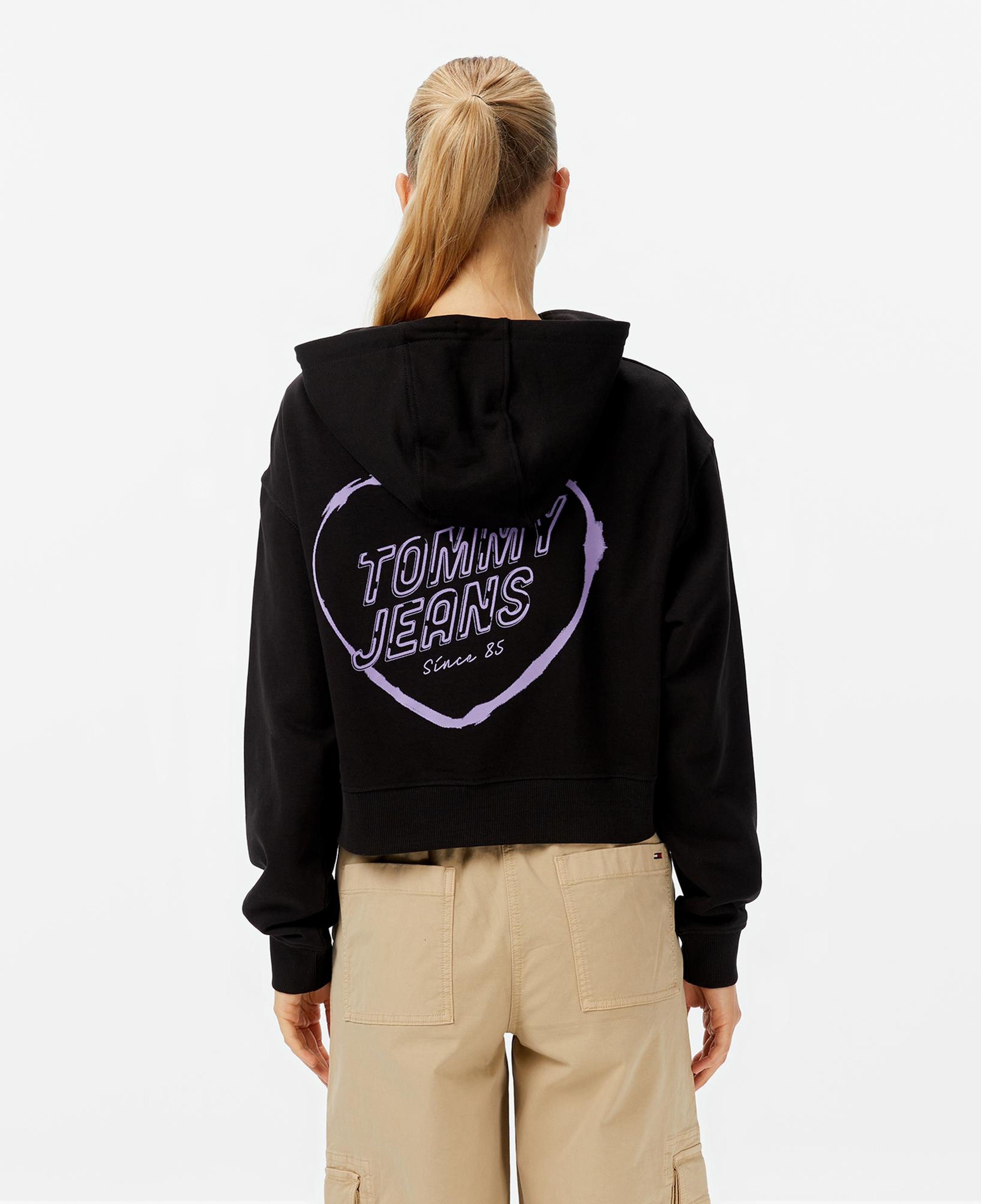 Tommy Jeans Crop Heart Slim Kadın Siyah Sweatshirt