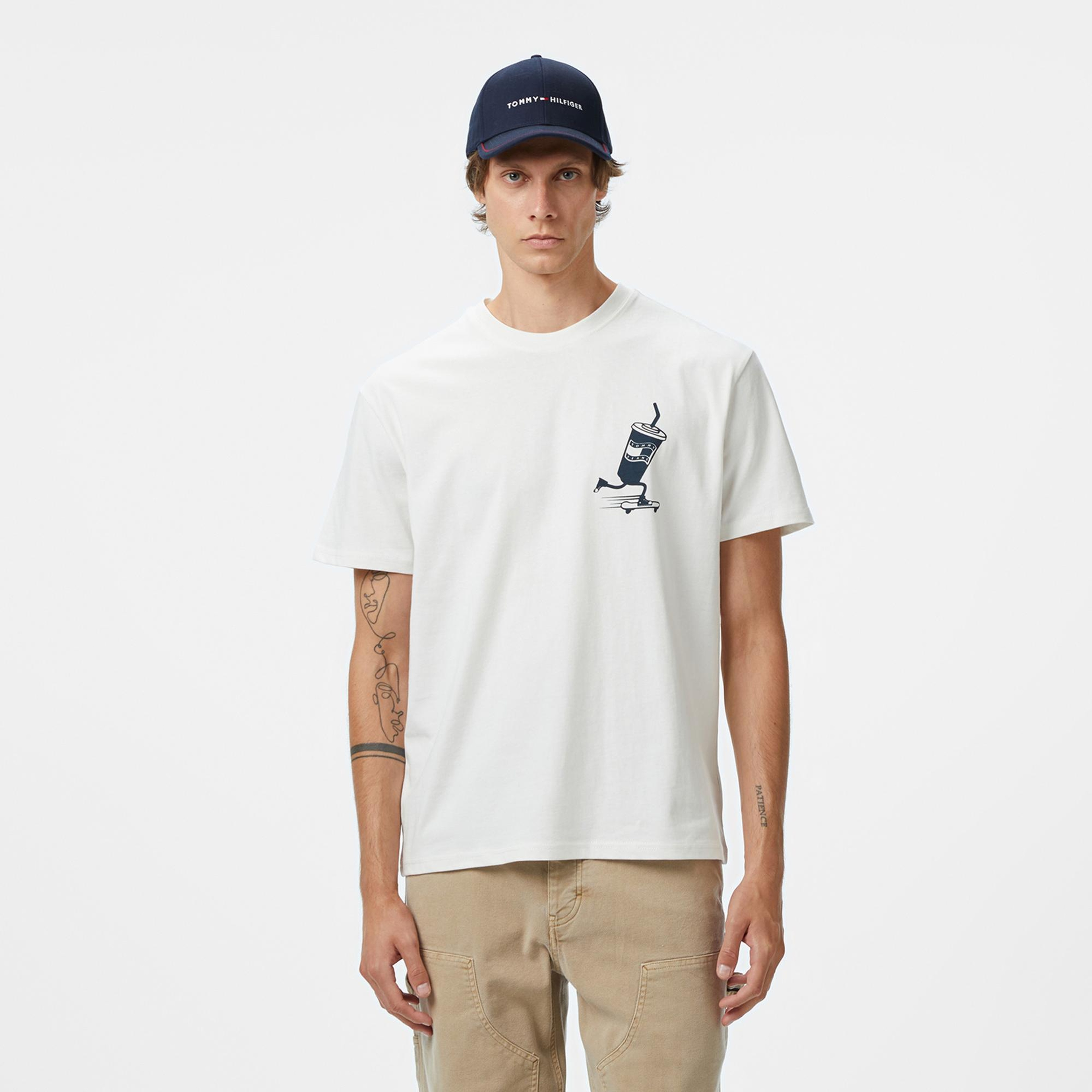 Tommy Hilfiger Back Logo Erkek Beyaz T-Shirt