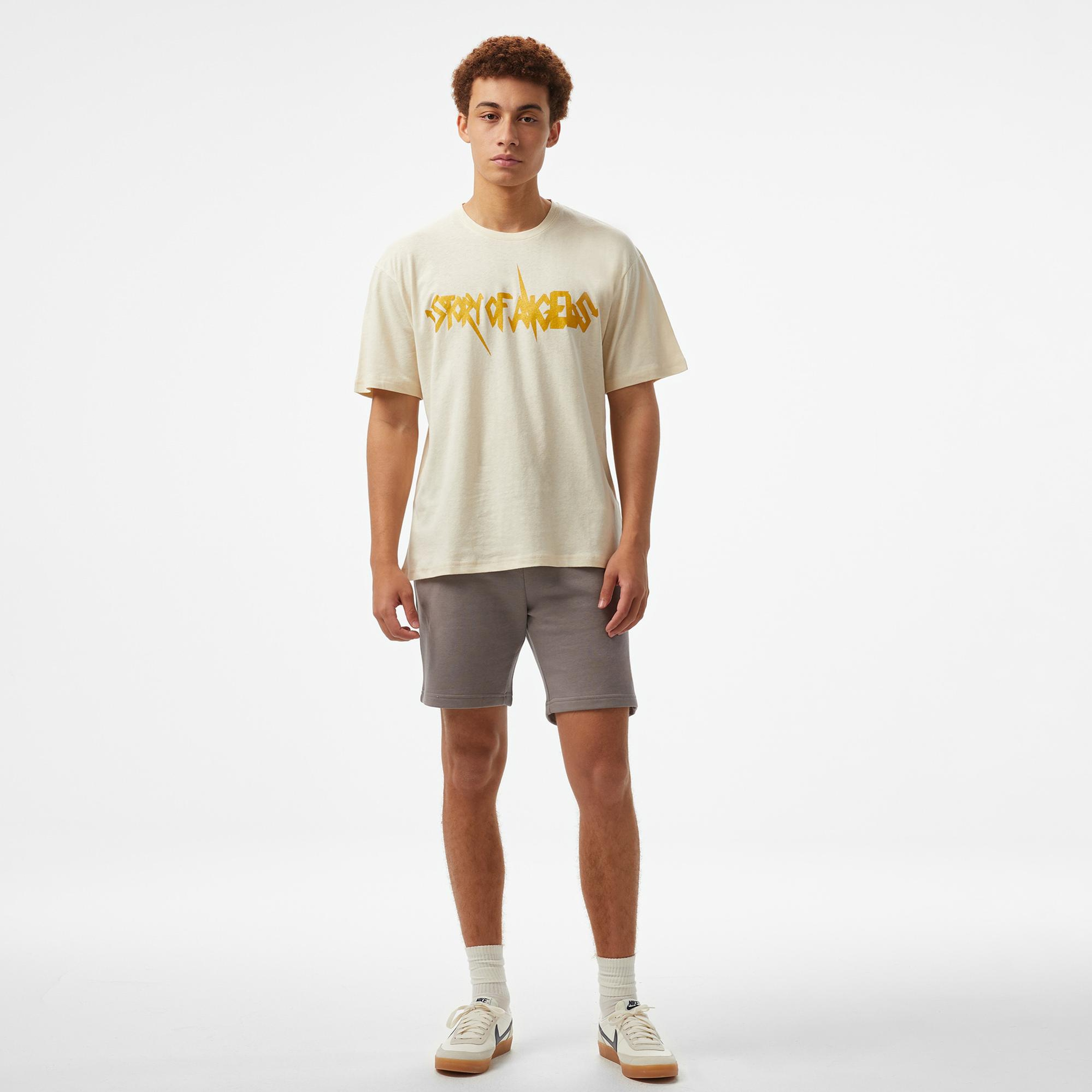 Storyf of Angels Rock N Roll Gold Linen Erkek Bej T-Shirt