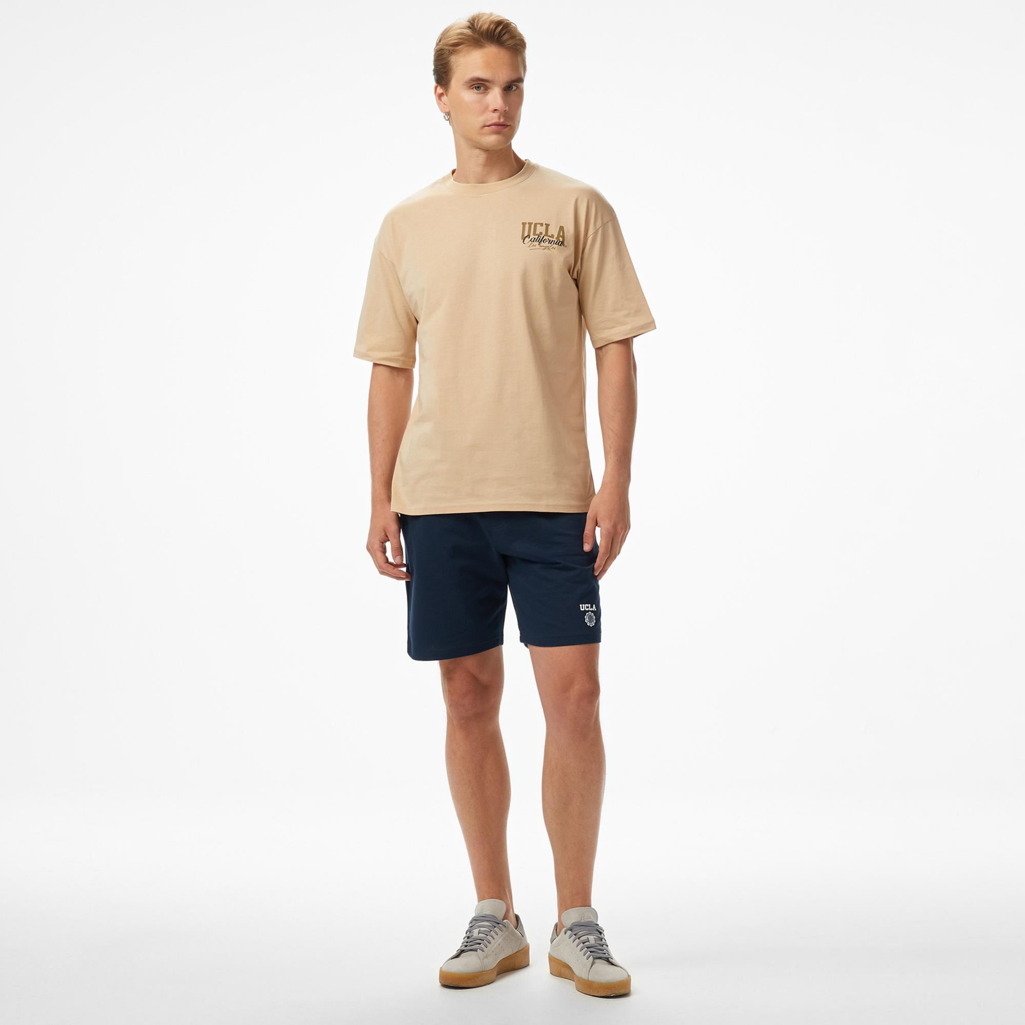 Ucla Baskılı Oversize Erkek Lacivert Tshirt