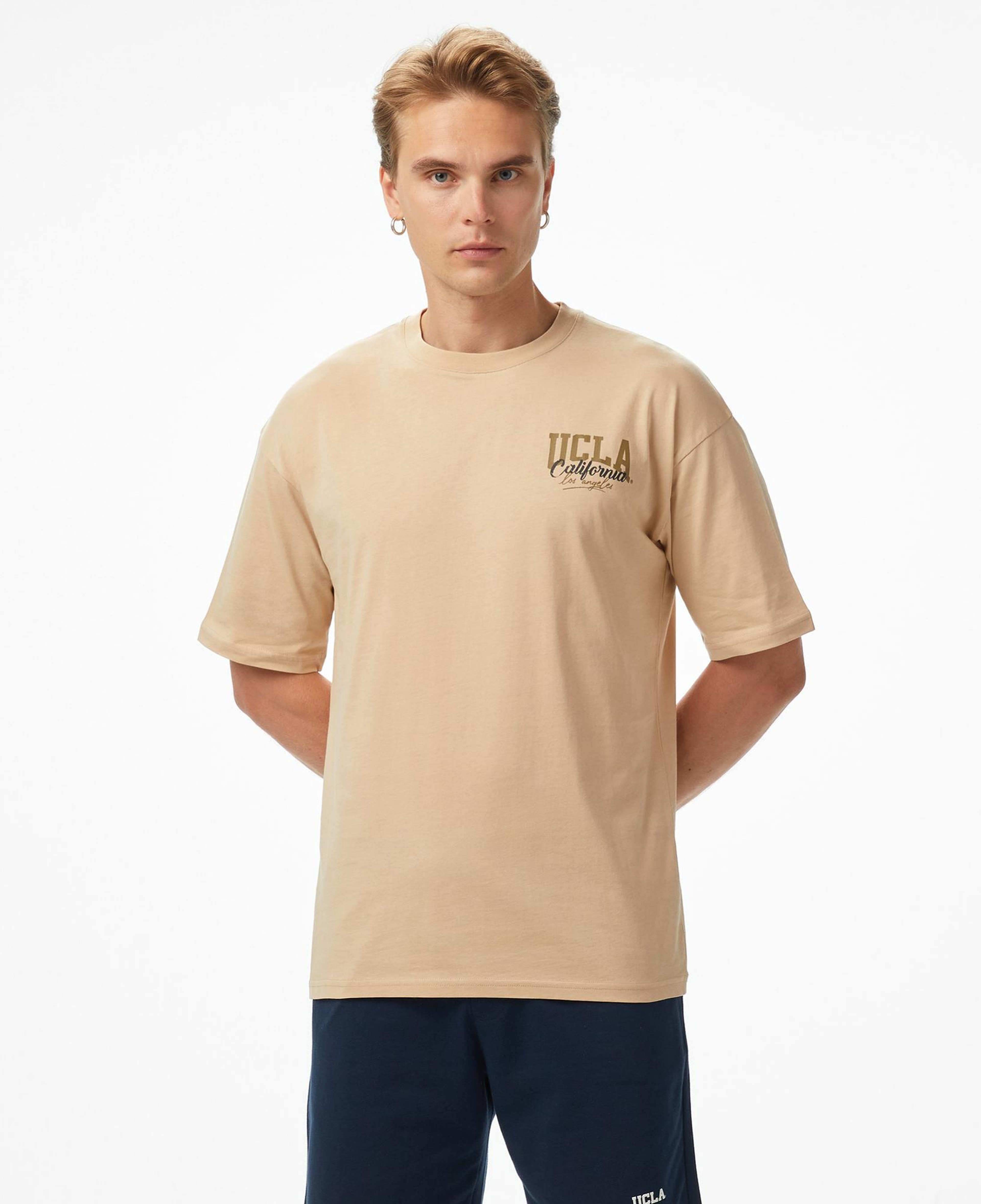 Ucla Baskılı  Oversize Erkek Lacivert Tshirt