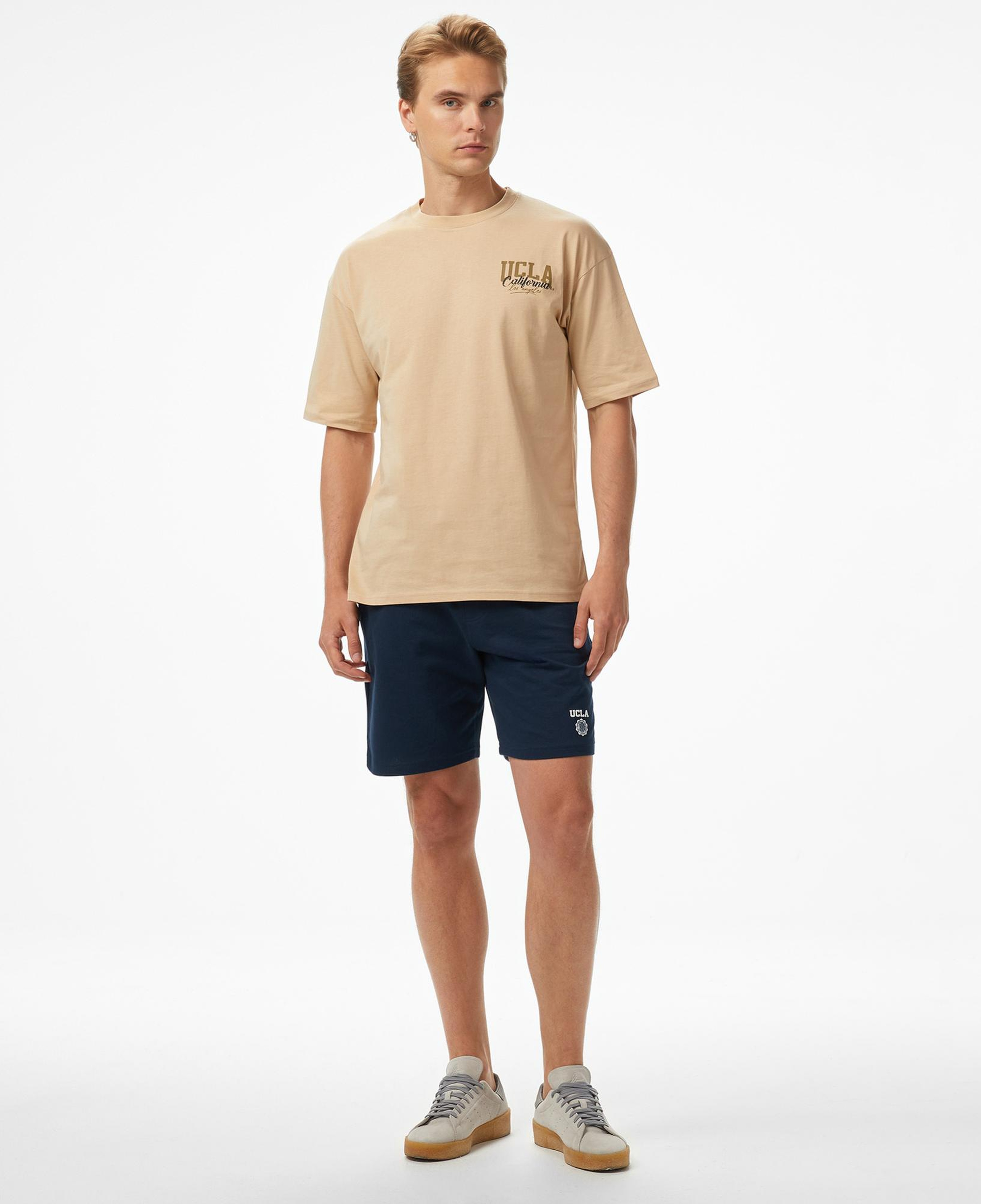 Ucla Baskılı Oversize Erkek Lacivert Tshirt