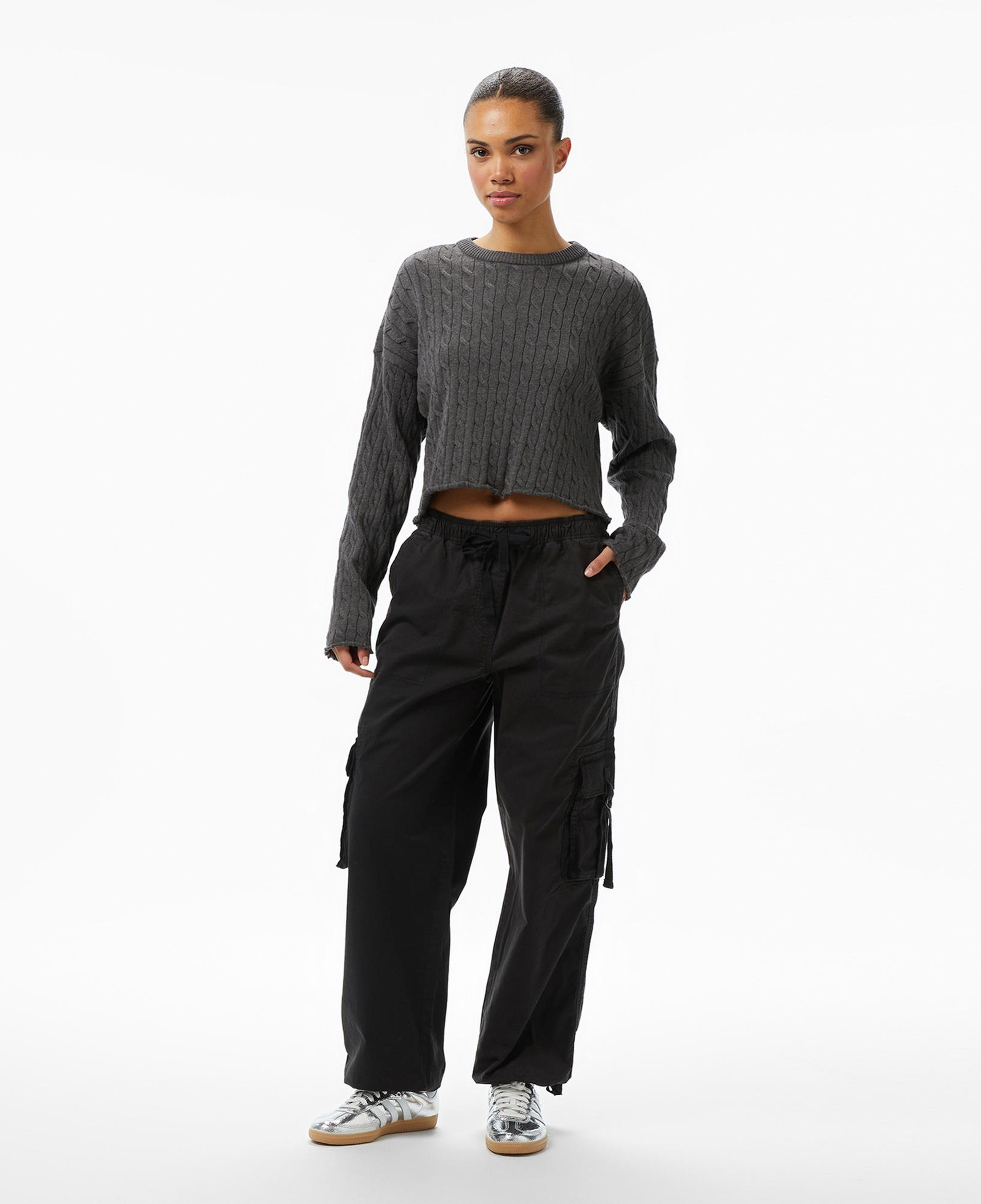 Tommy Hilfiger Loose Cargo Kadın Siyah Pantolon