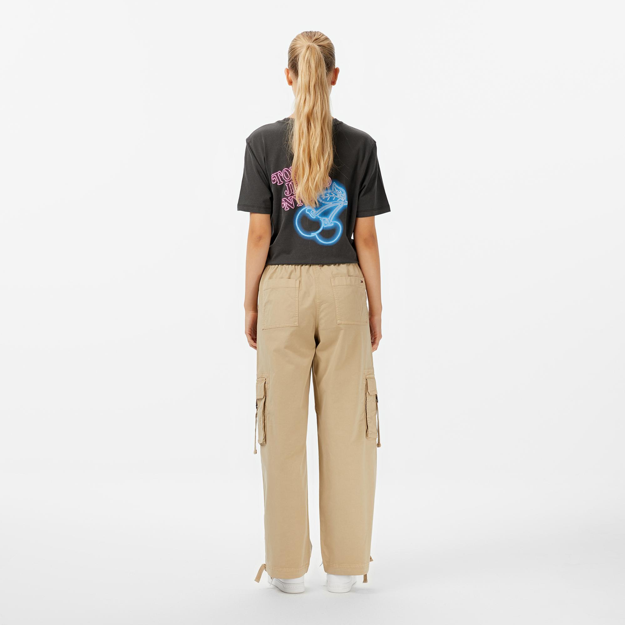 Tommy Hilfiger Loose Cargo Kadın Krem Pantolon