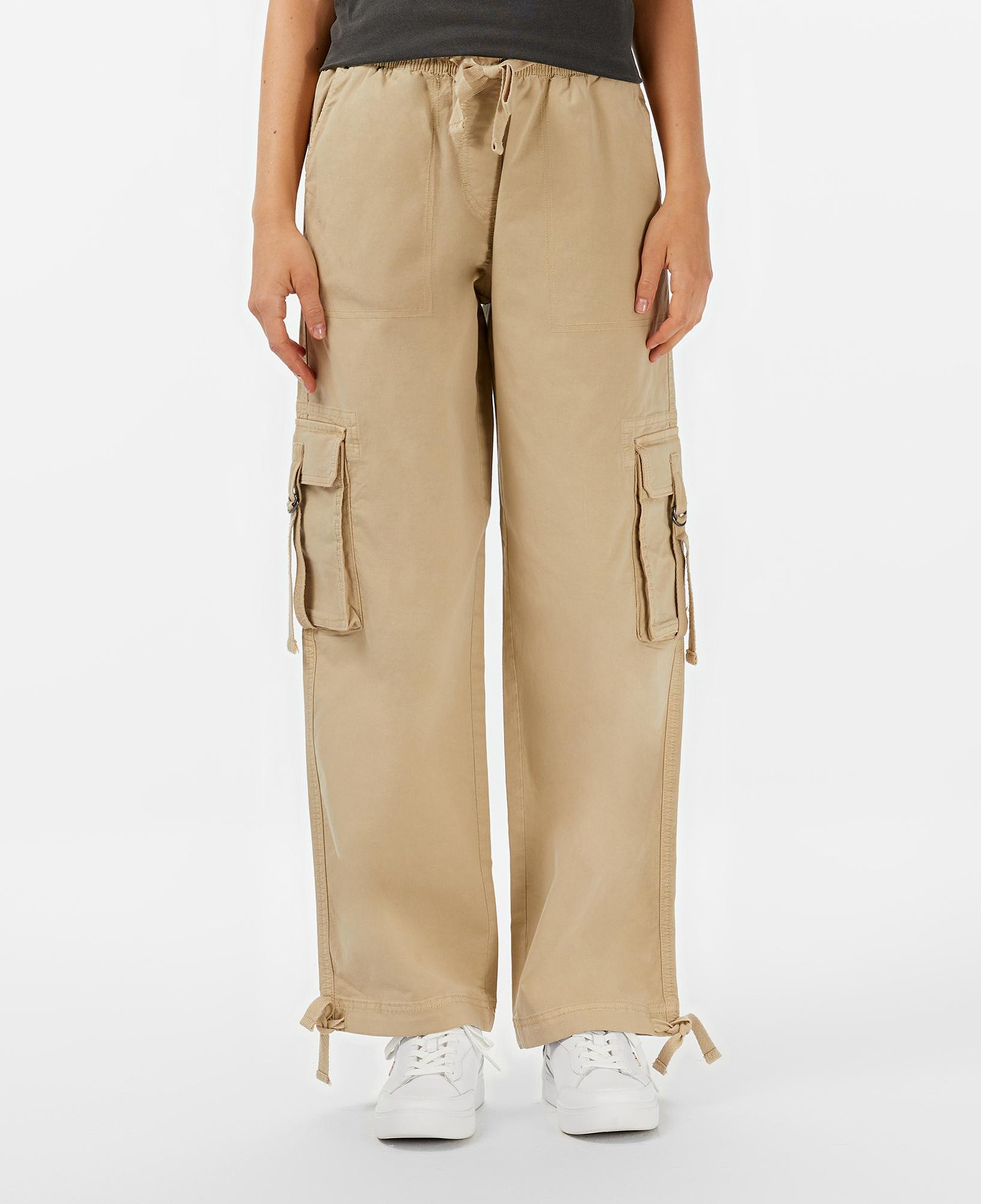 Tommy Hilfiger Loose Cargo Kadın Krem Pantolon