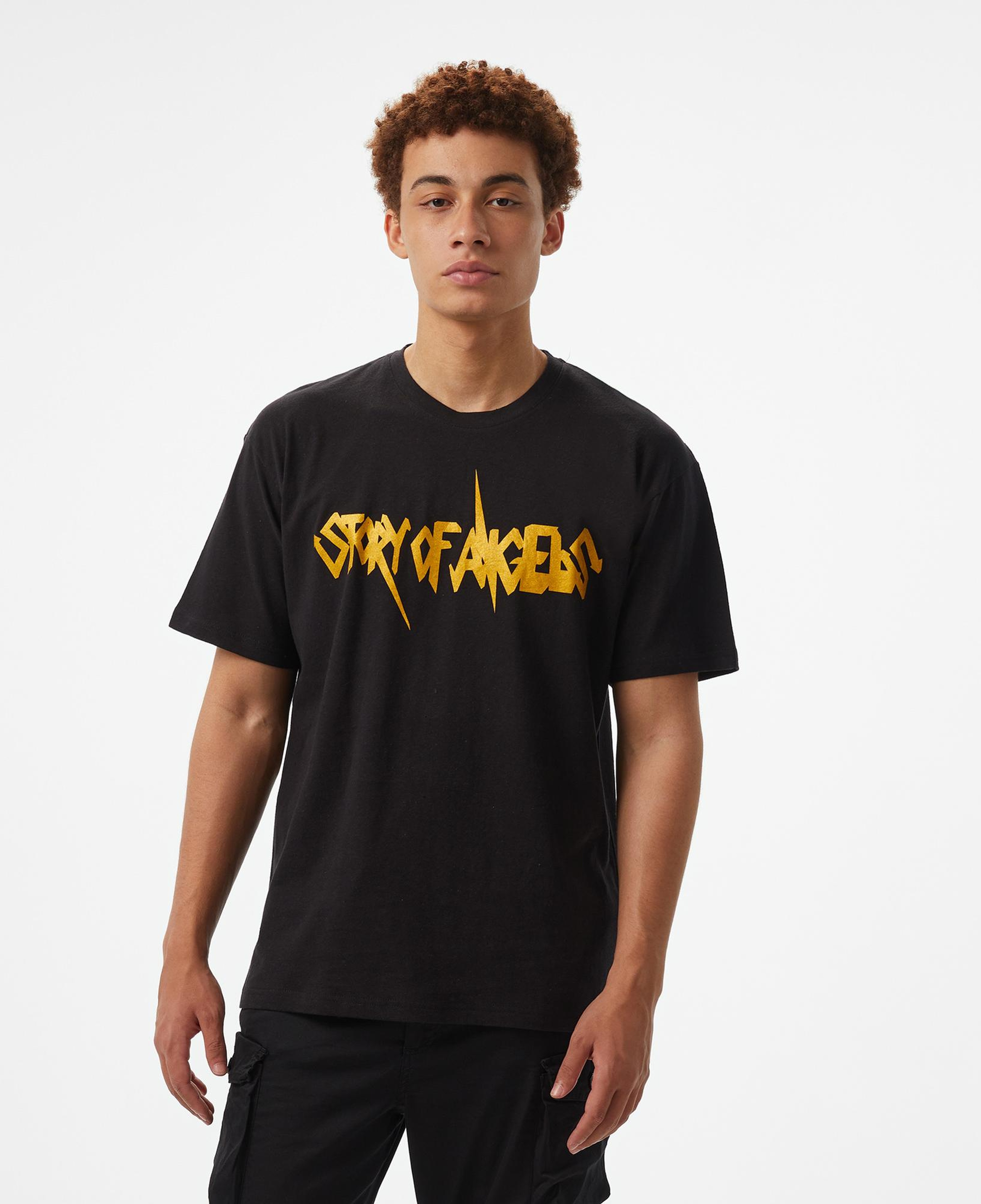 Storyf of Angels Rock N Roll Gold Linen Erkek Siyah T-Shirt