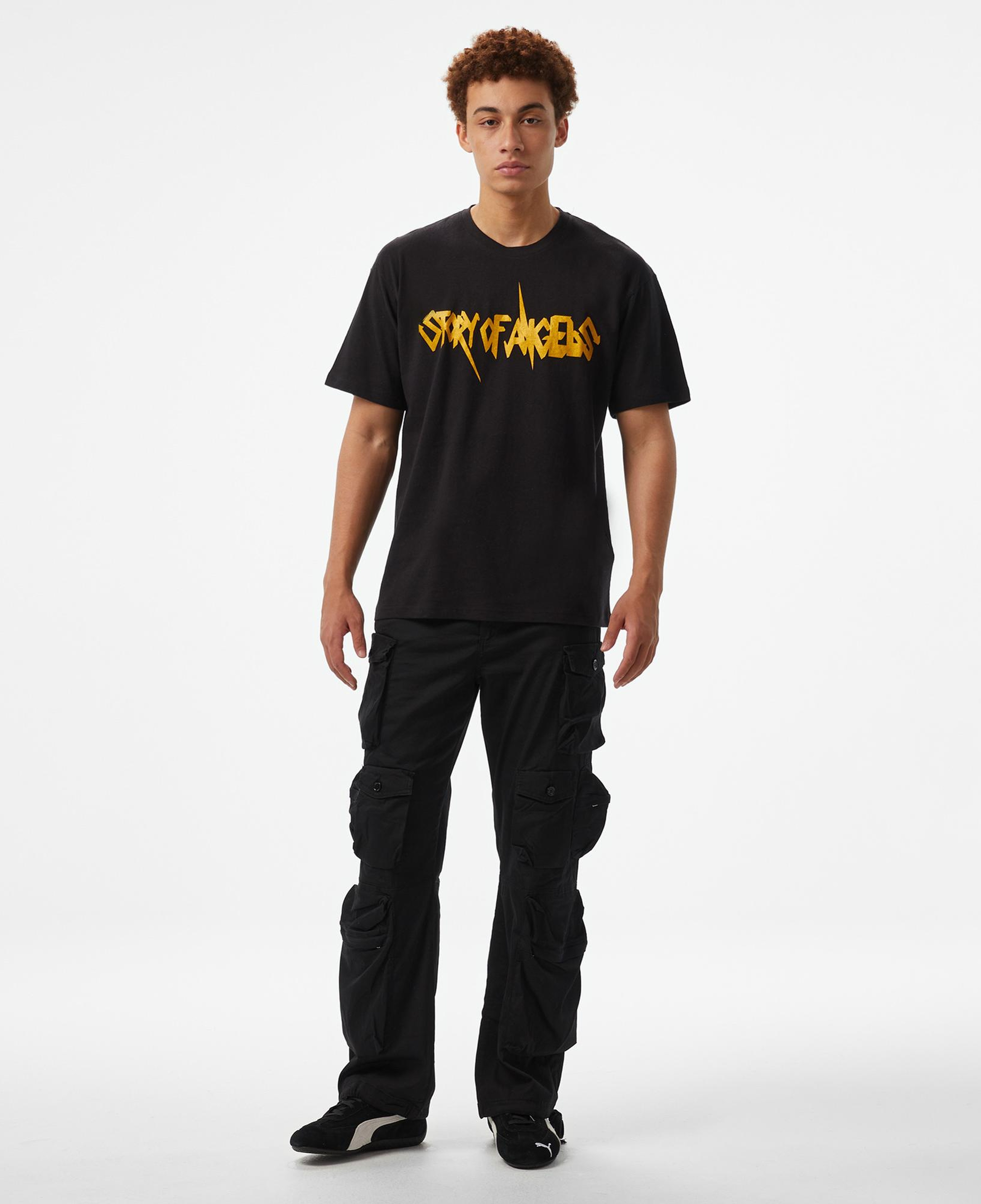 Storyf of Angels Rock N Roll Gold Linen Erkek Siyah T-Shirt