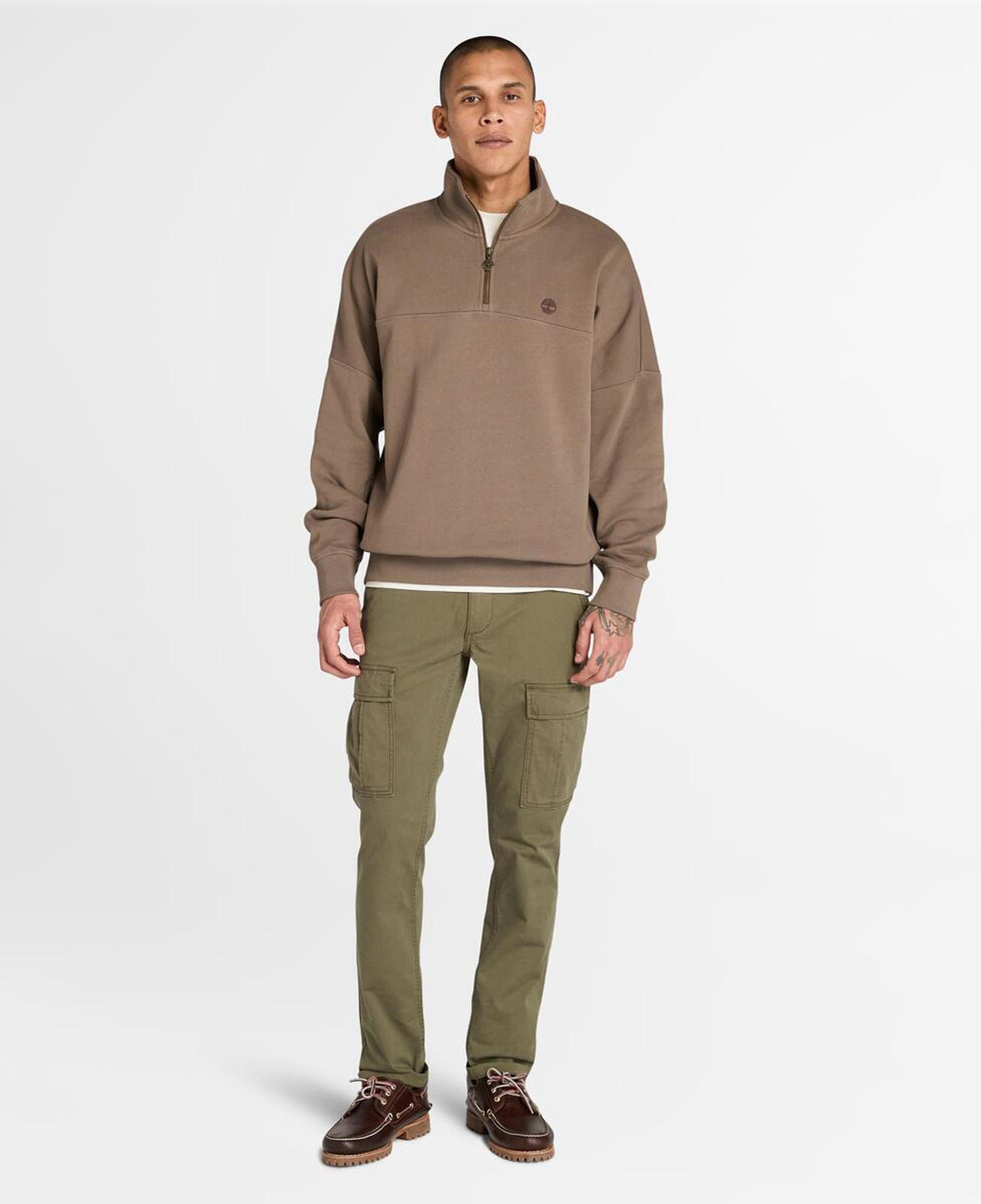 Timberland Erkek Kahverengi Çeyrek Fermuarlı Sweatshirt