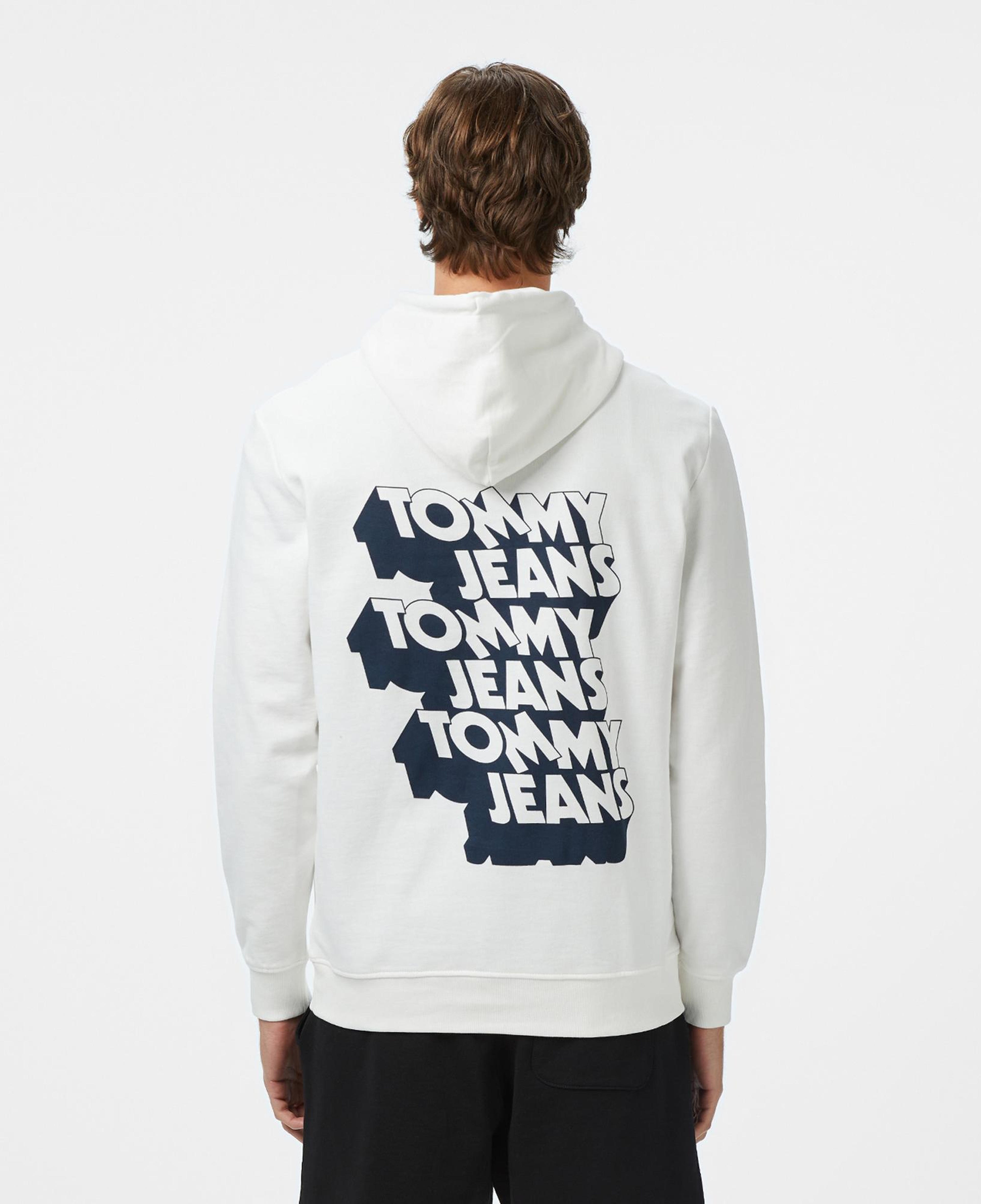 Tommy Jeans Stack Logo Erkek Beyaz Sweatshirt