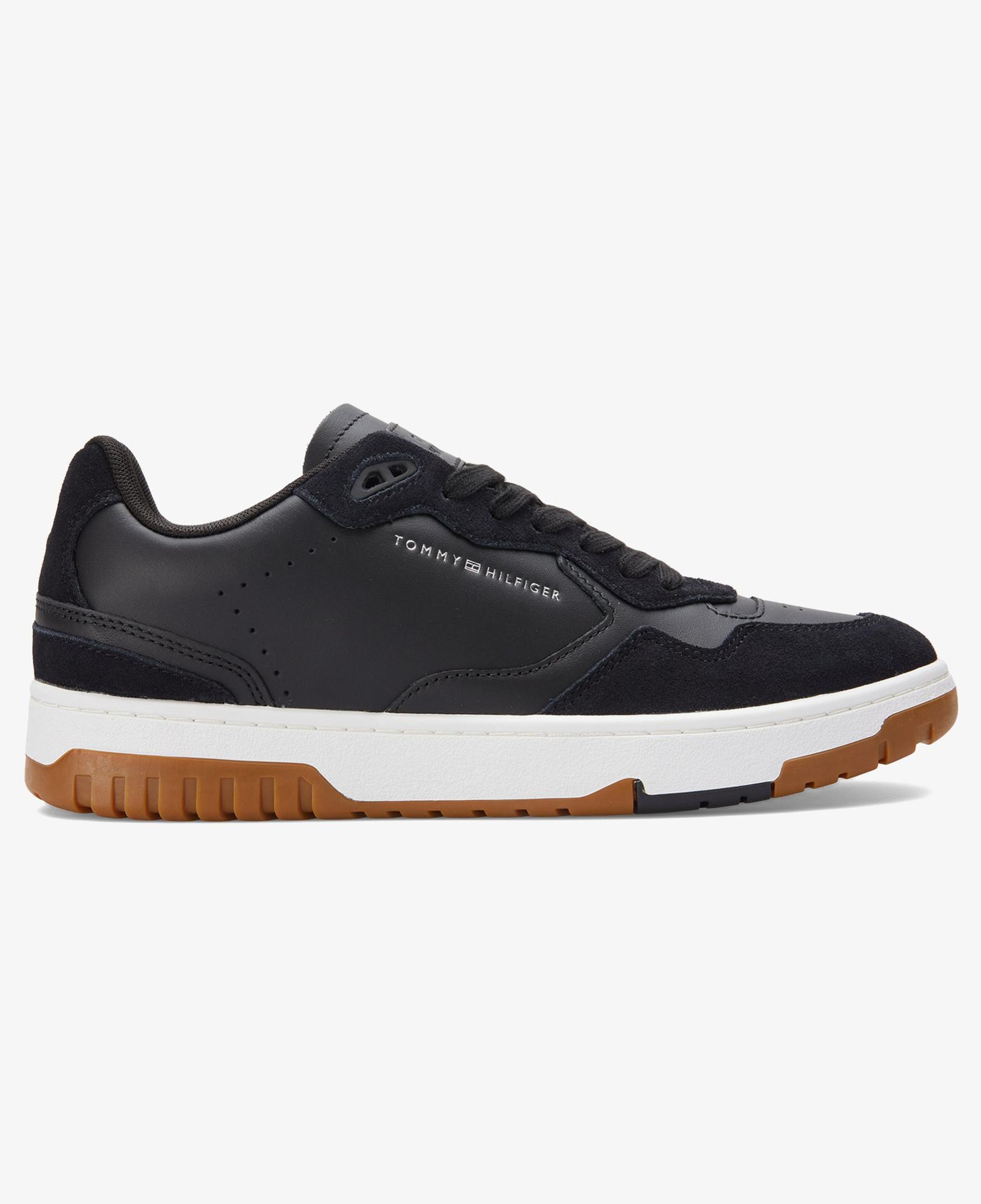 Tommy Jeans Leather Logo Basketball Erkek Siyah Sneaker