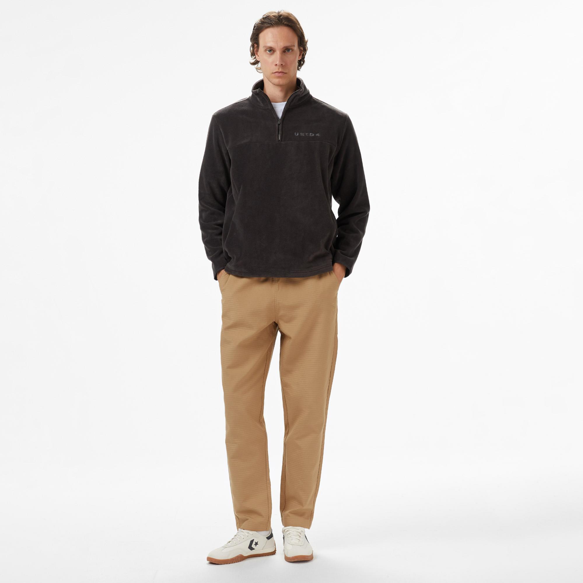 UNITED4 Erkek Gri Half Zip Sweatshirt