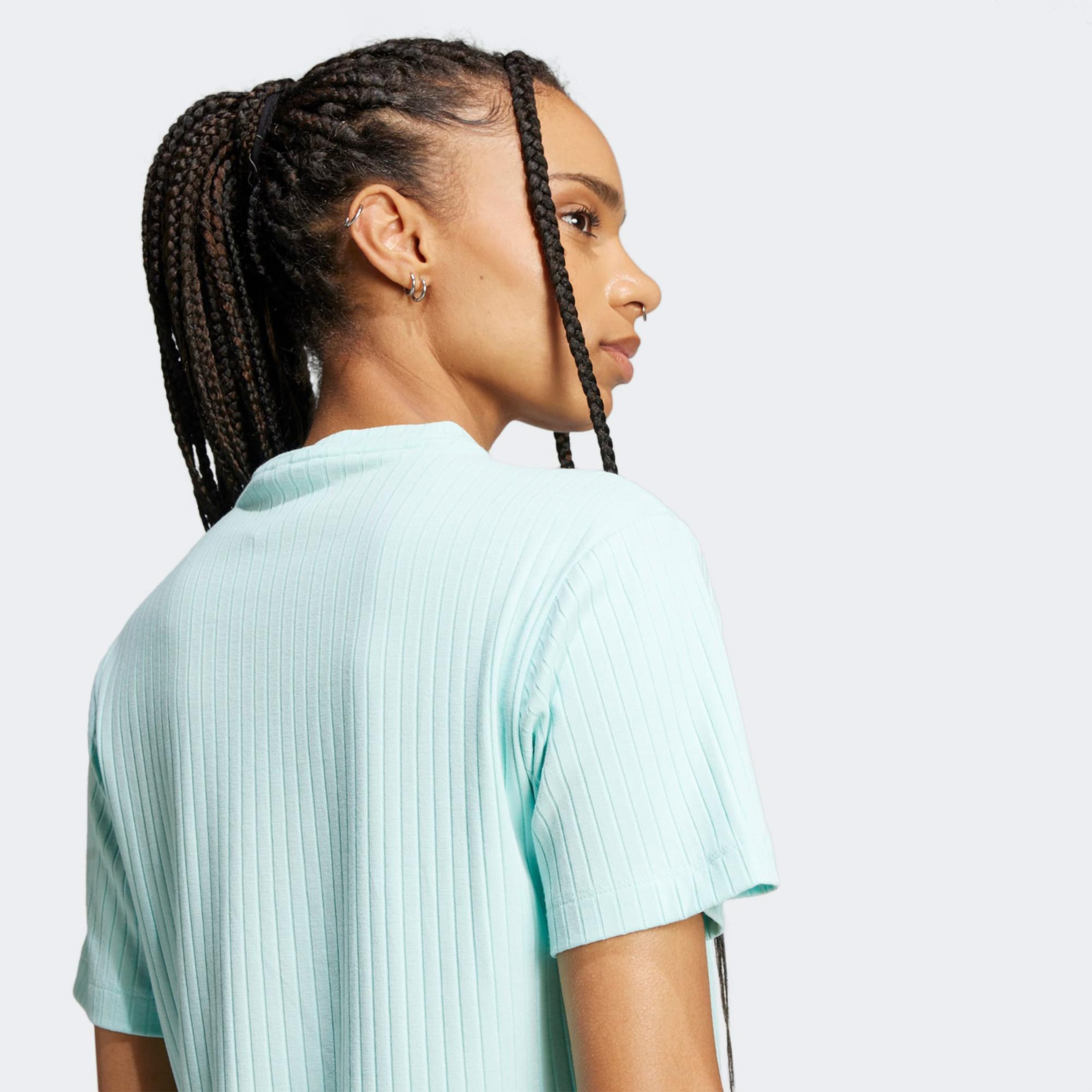adidas Essentials Wide Rib Kadın Mavi T-Shirt