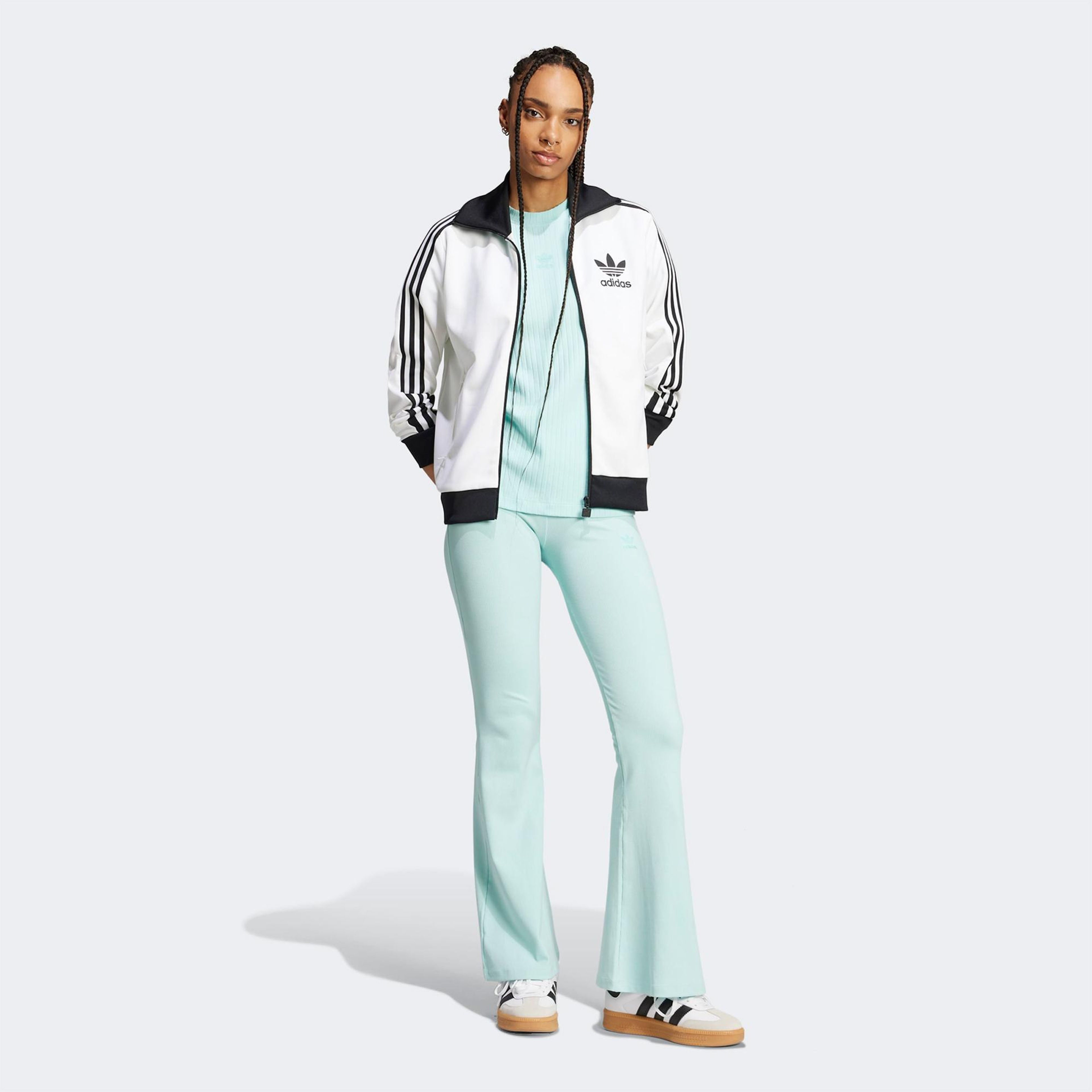 adidas Essentials Wide Rib Kadın Mavi T-Shirt