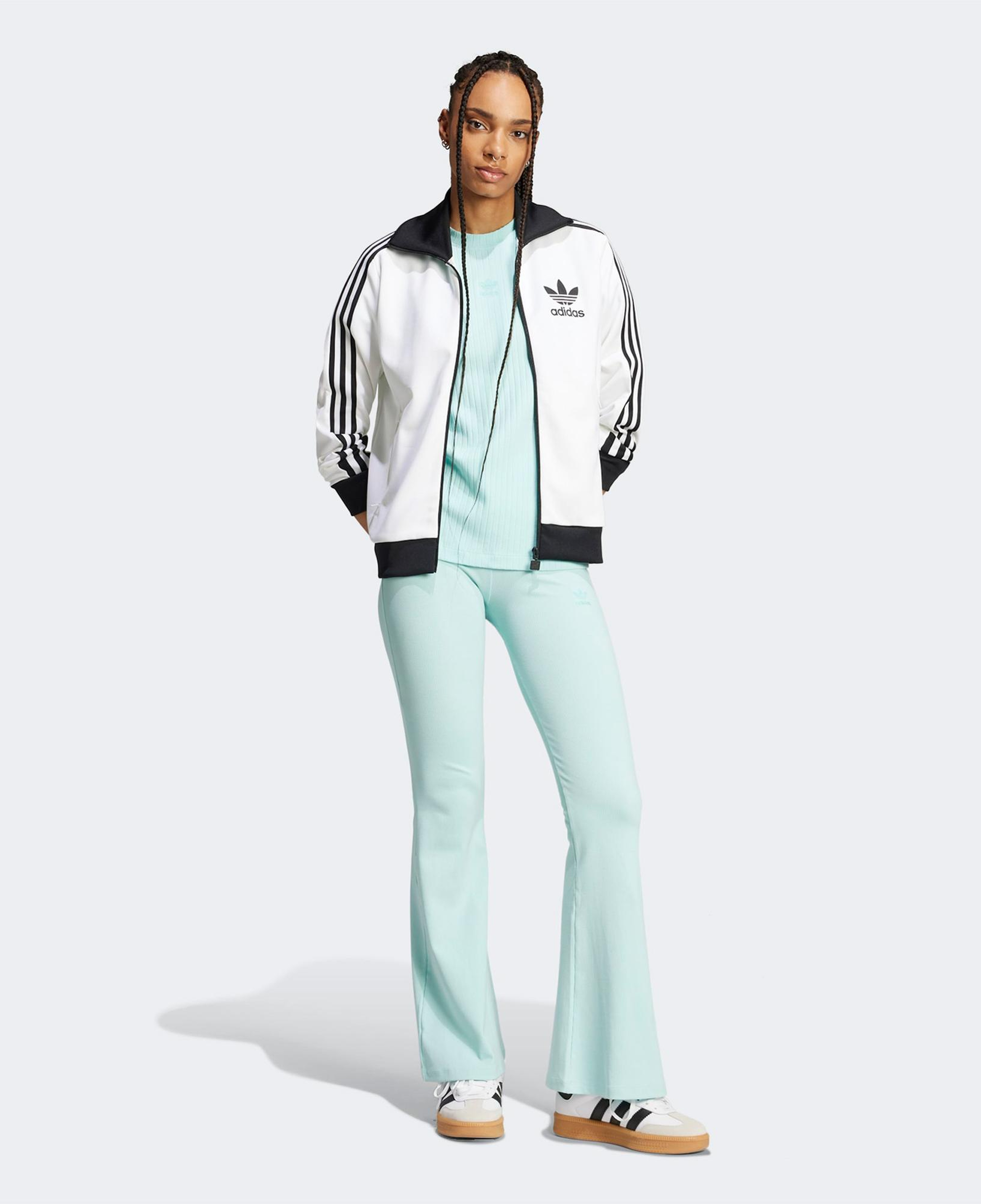 adidas Essentials Wide Rib Kadın Mavi T-Shirt