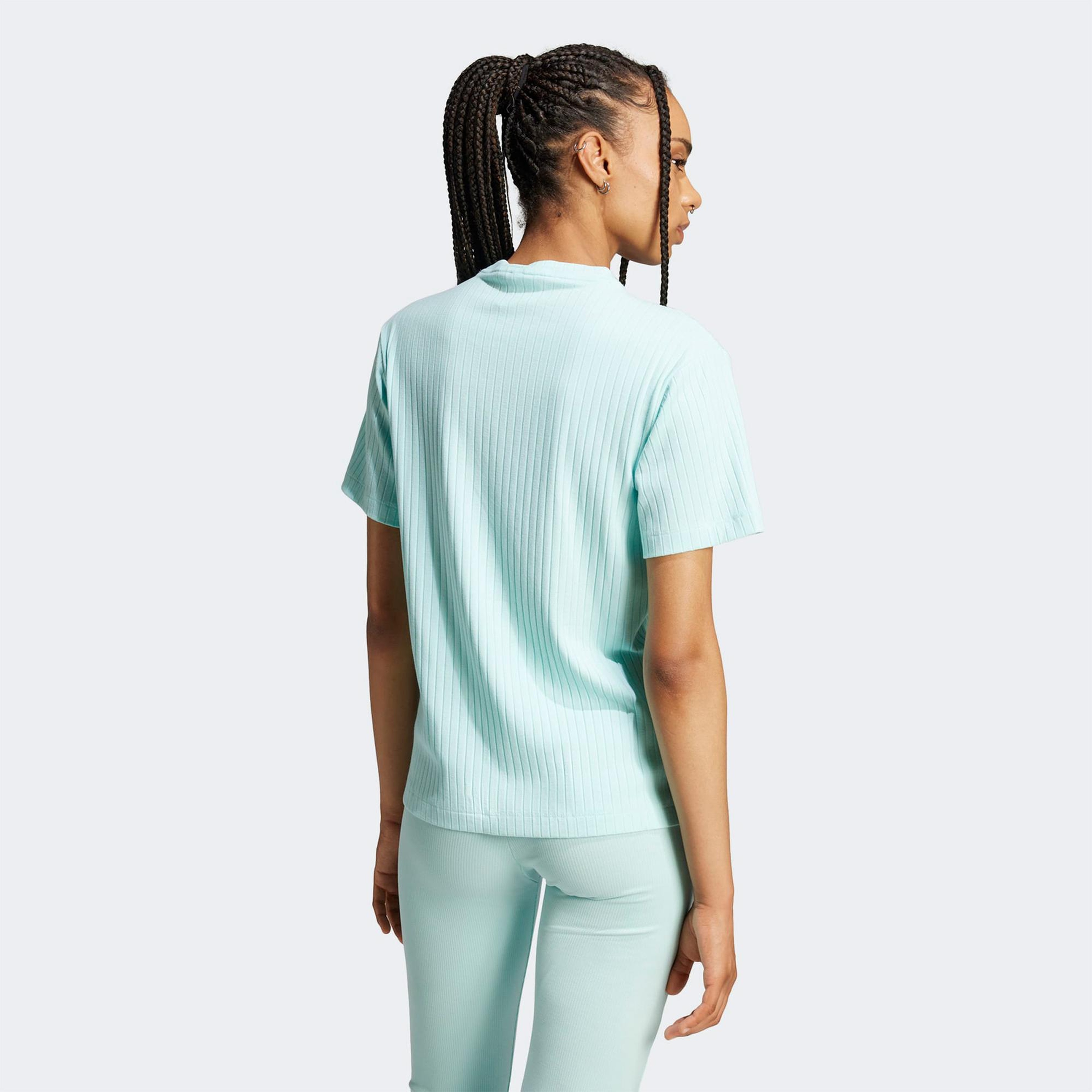 adidas Essentials Wide Rib Kadın Mavi T-Shirt