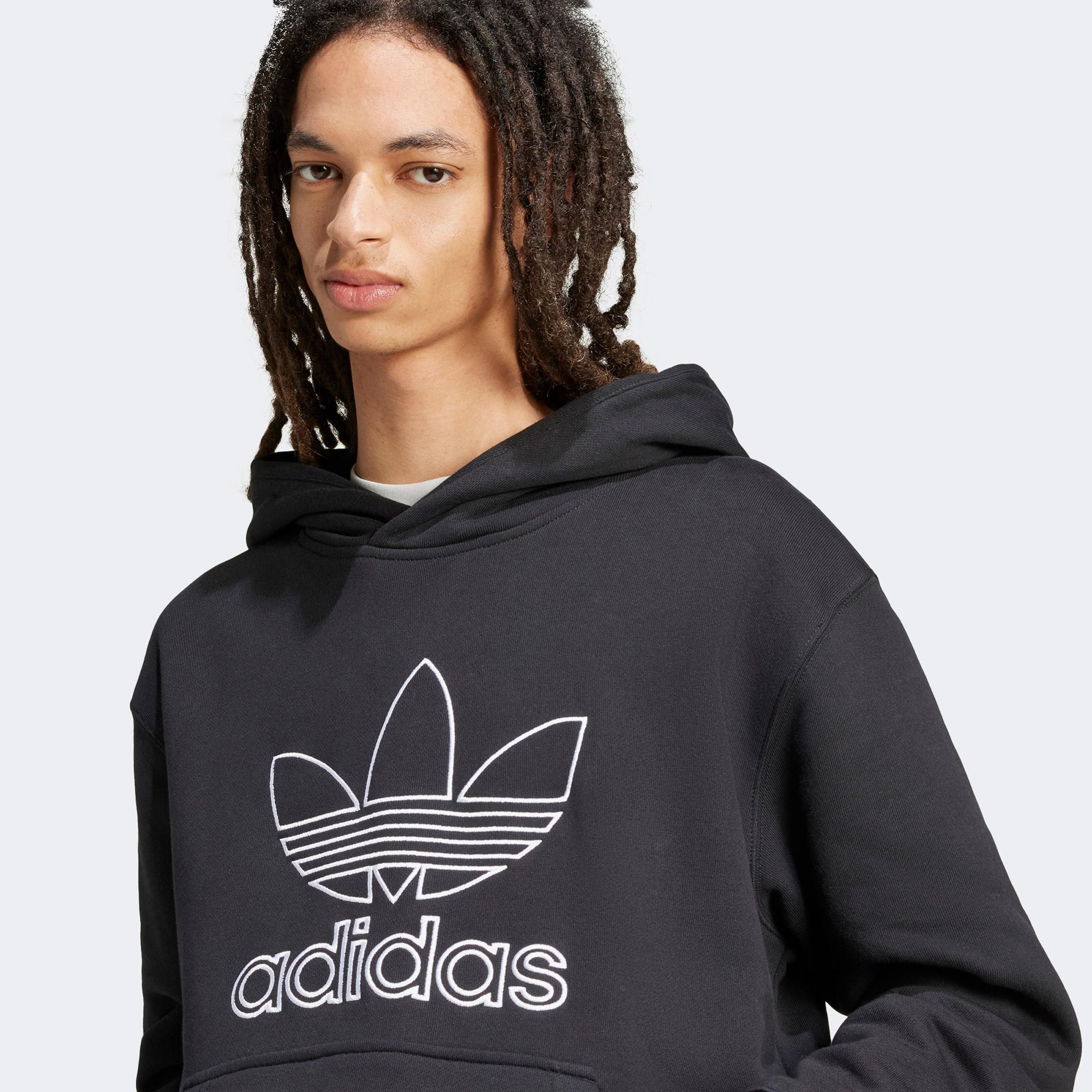 adidas Adicolor Outline Trefoil Erkek Siyah Sweatshirt