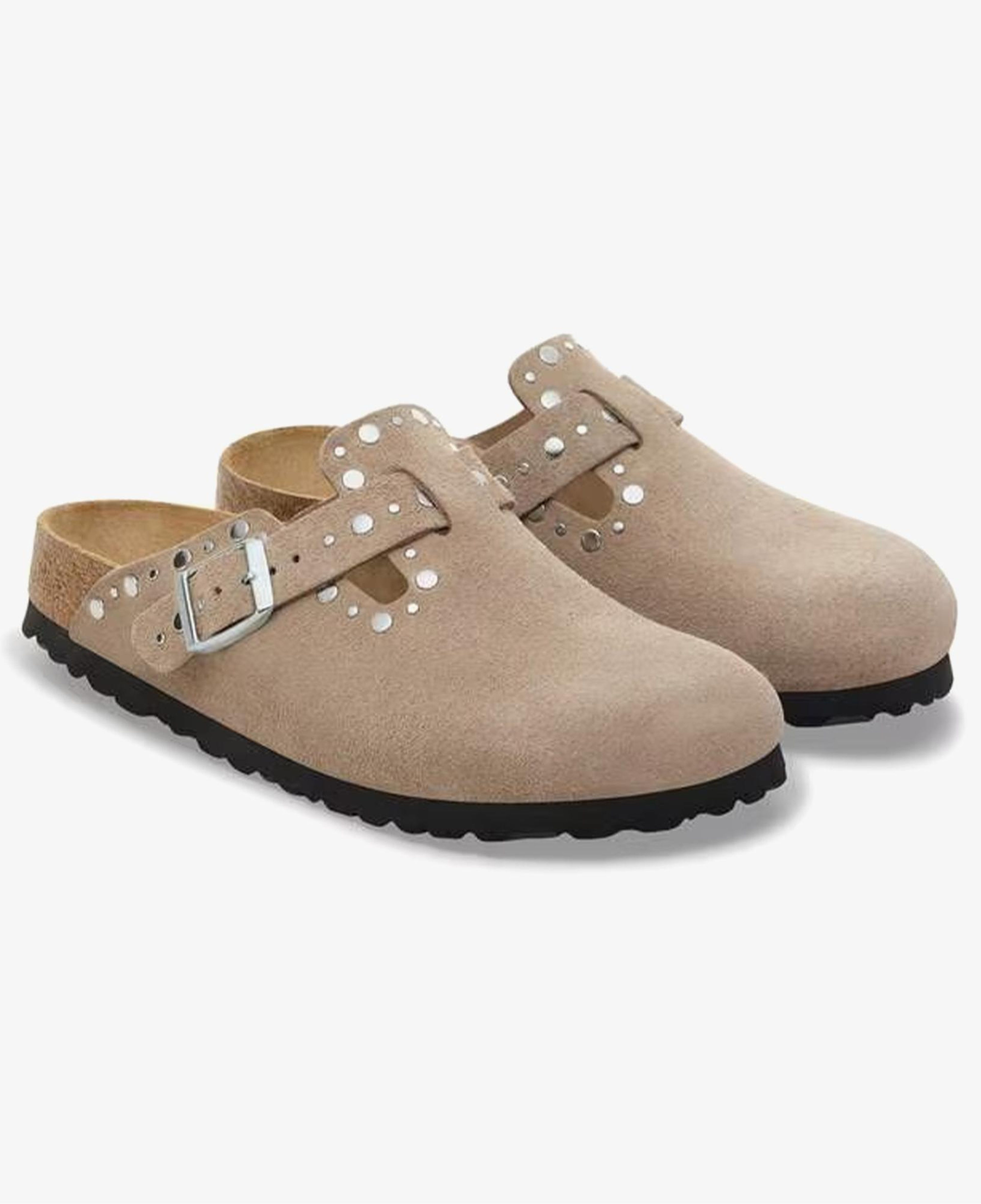 Birkenstock Boston Rivets Suede Kadın Gri Terlik