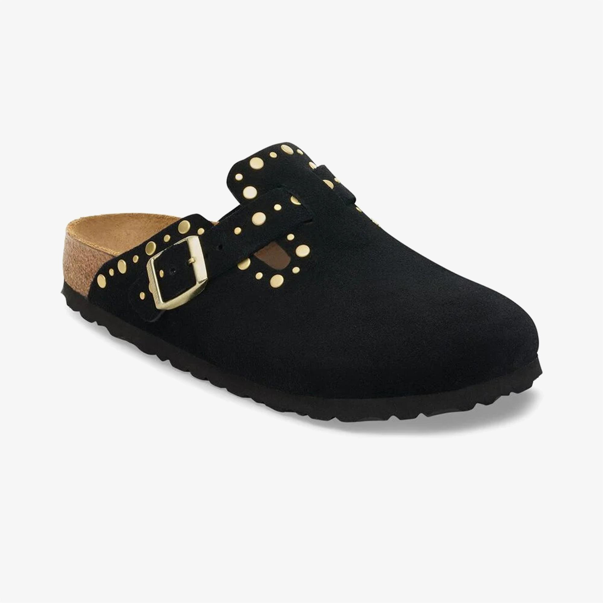 Birkenstock Boston Rivets Border Kadın Siyah Terlik