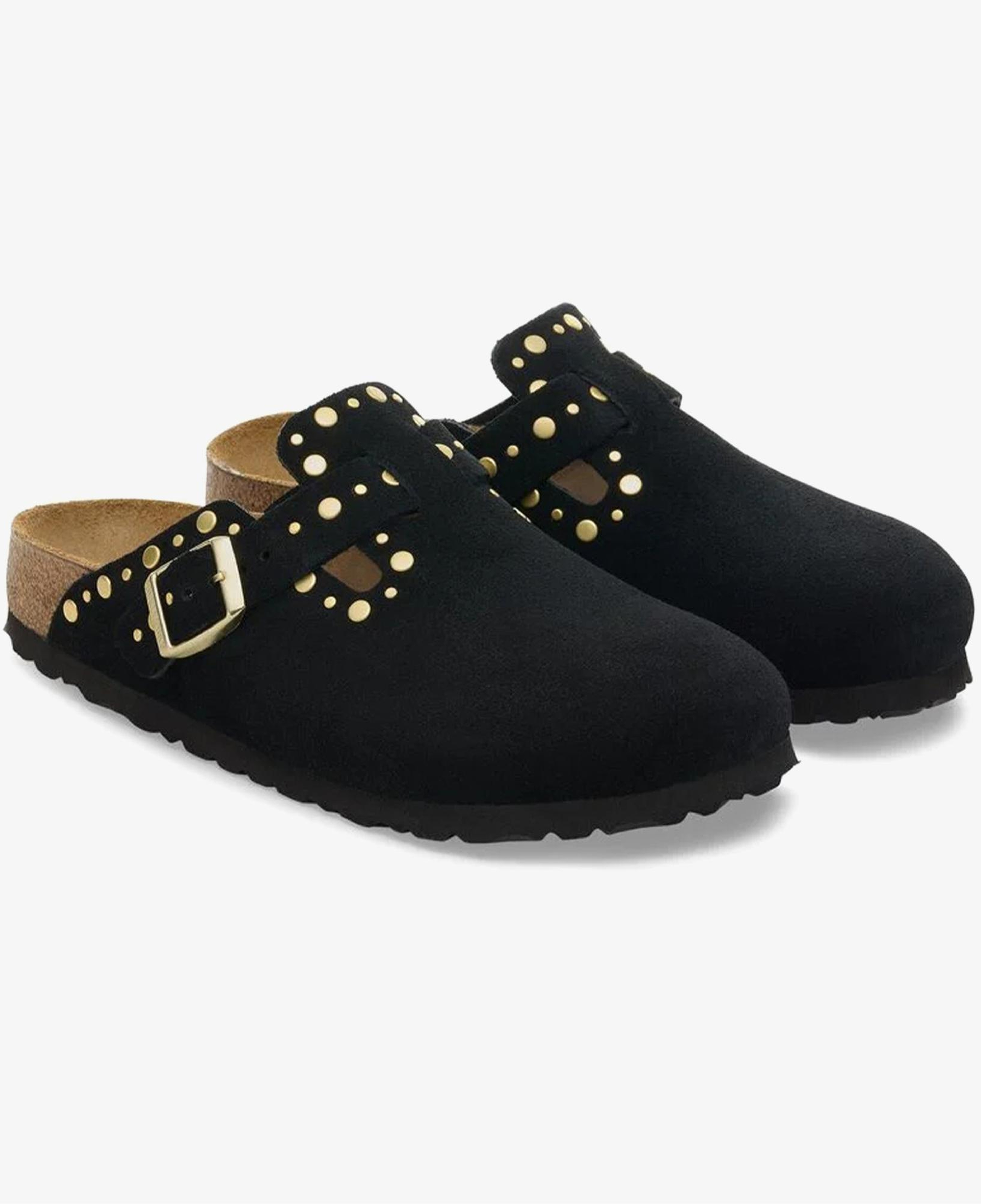 Birkenstock Boston Rivets Border Kadın Siyah Terlik