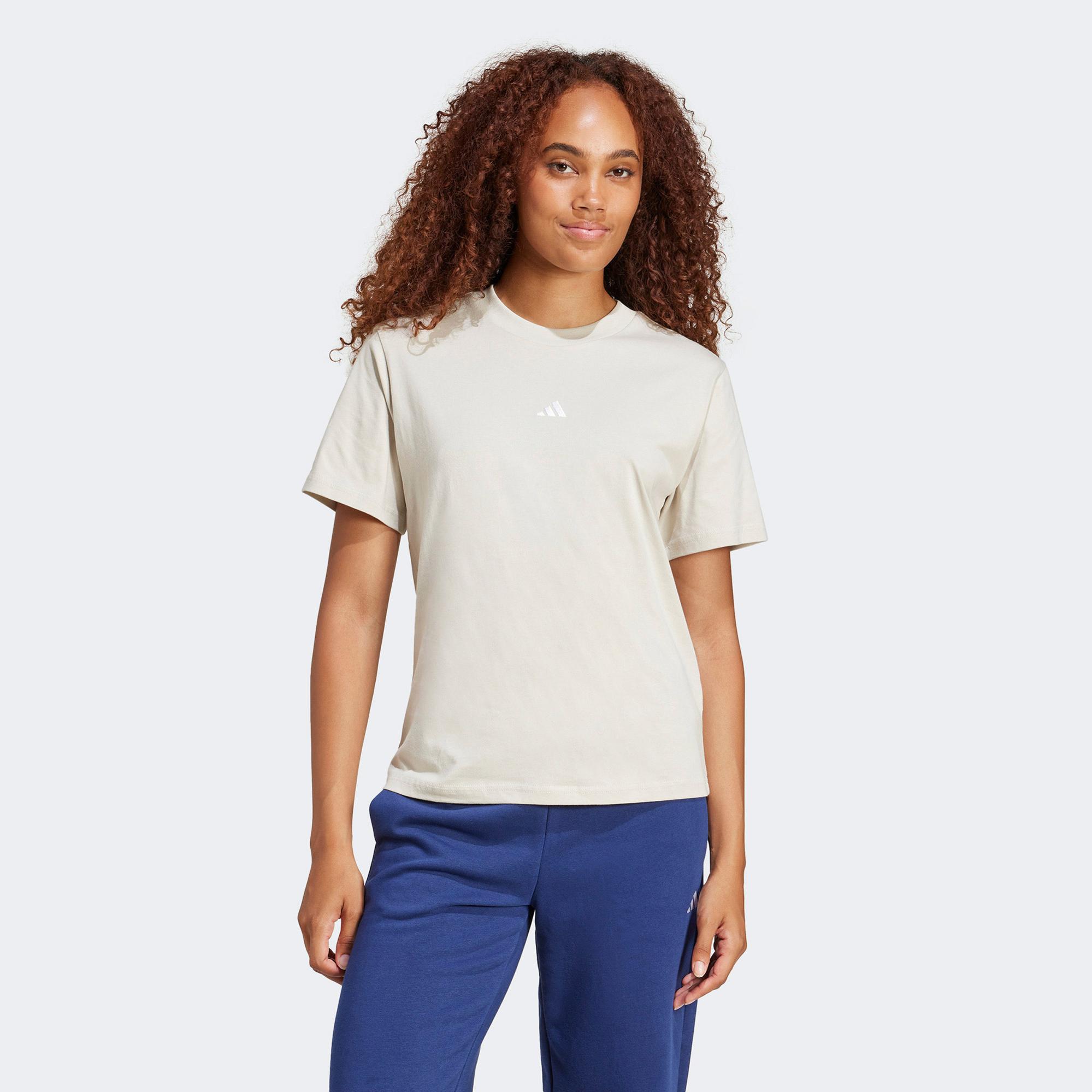 adidas Essentials Small Logo Kadın Bej T-Shirt