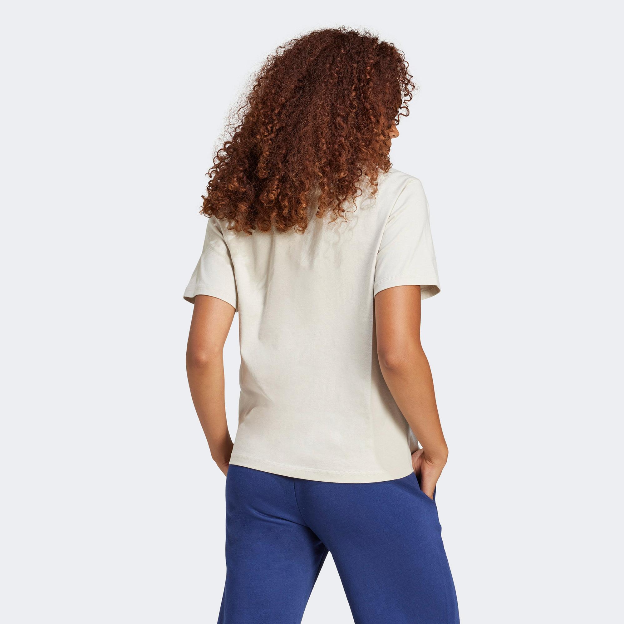 adidas Essentials Small Logo Kadın Bej T-Shirt