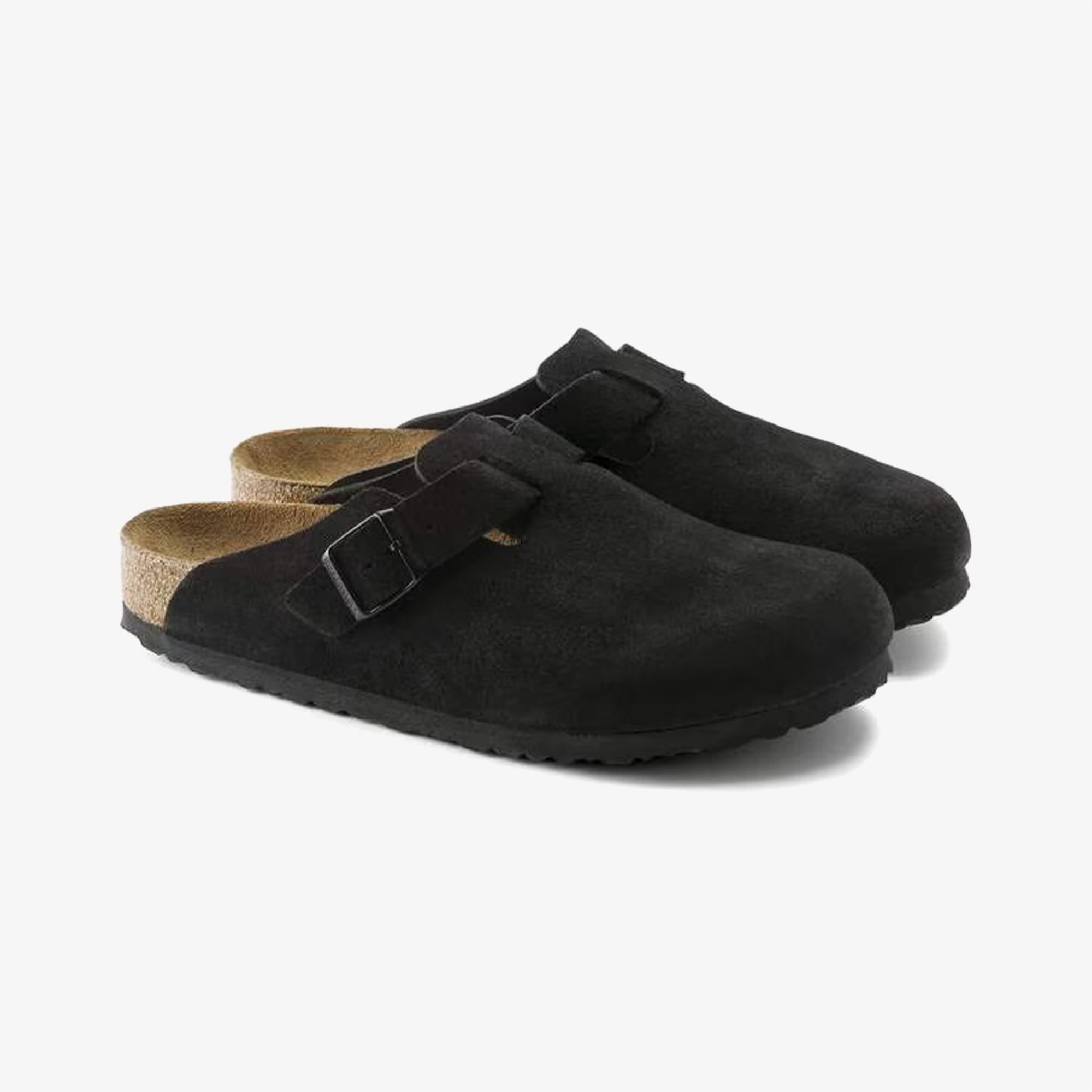 Birkenstock Boston Süet Unisex Siyah Terlik