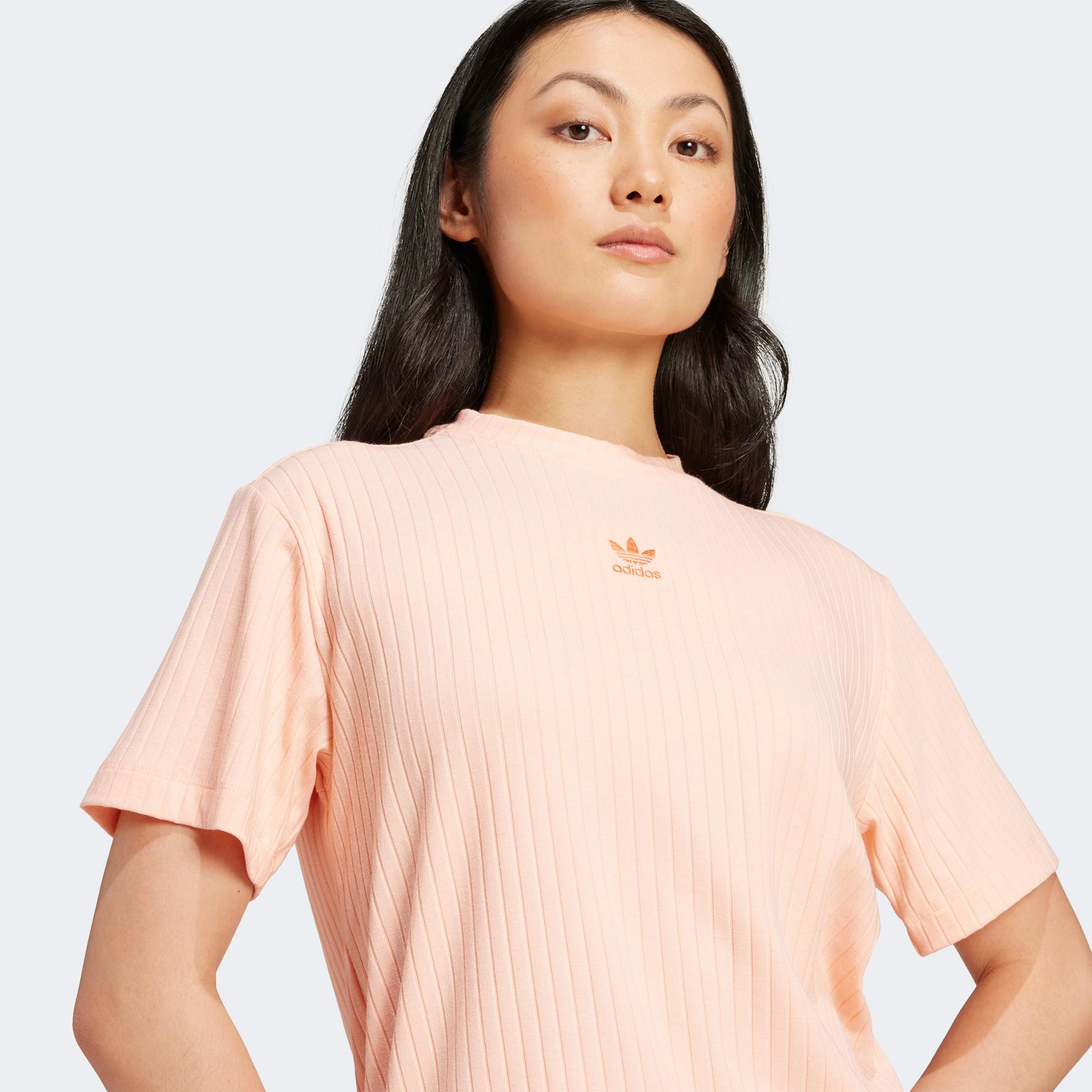 adidas Essentials Wide Rib Kadın Pembe Tişört