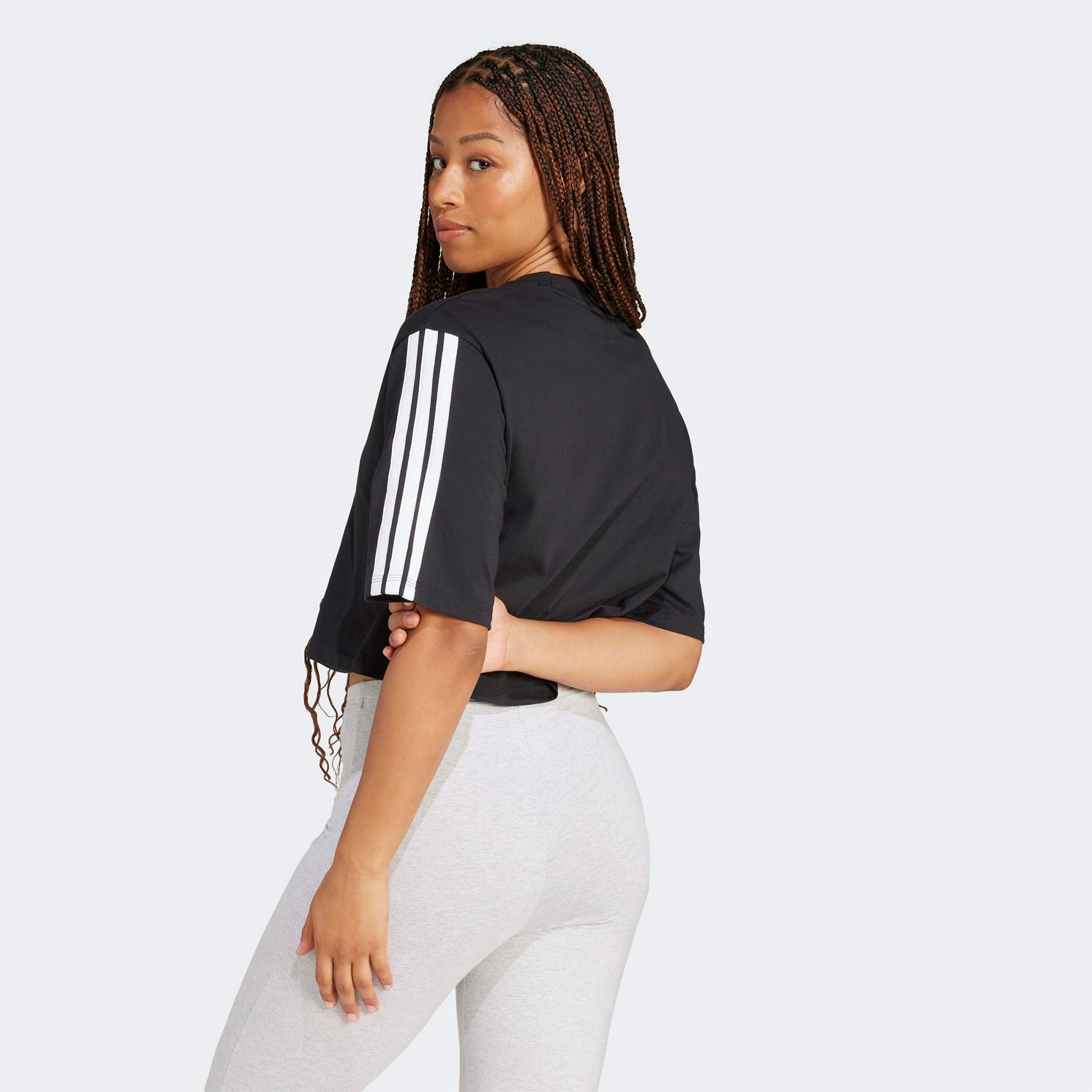 adidas Essentials 3 Stripes Kadın Siyah T-Shirt