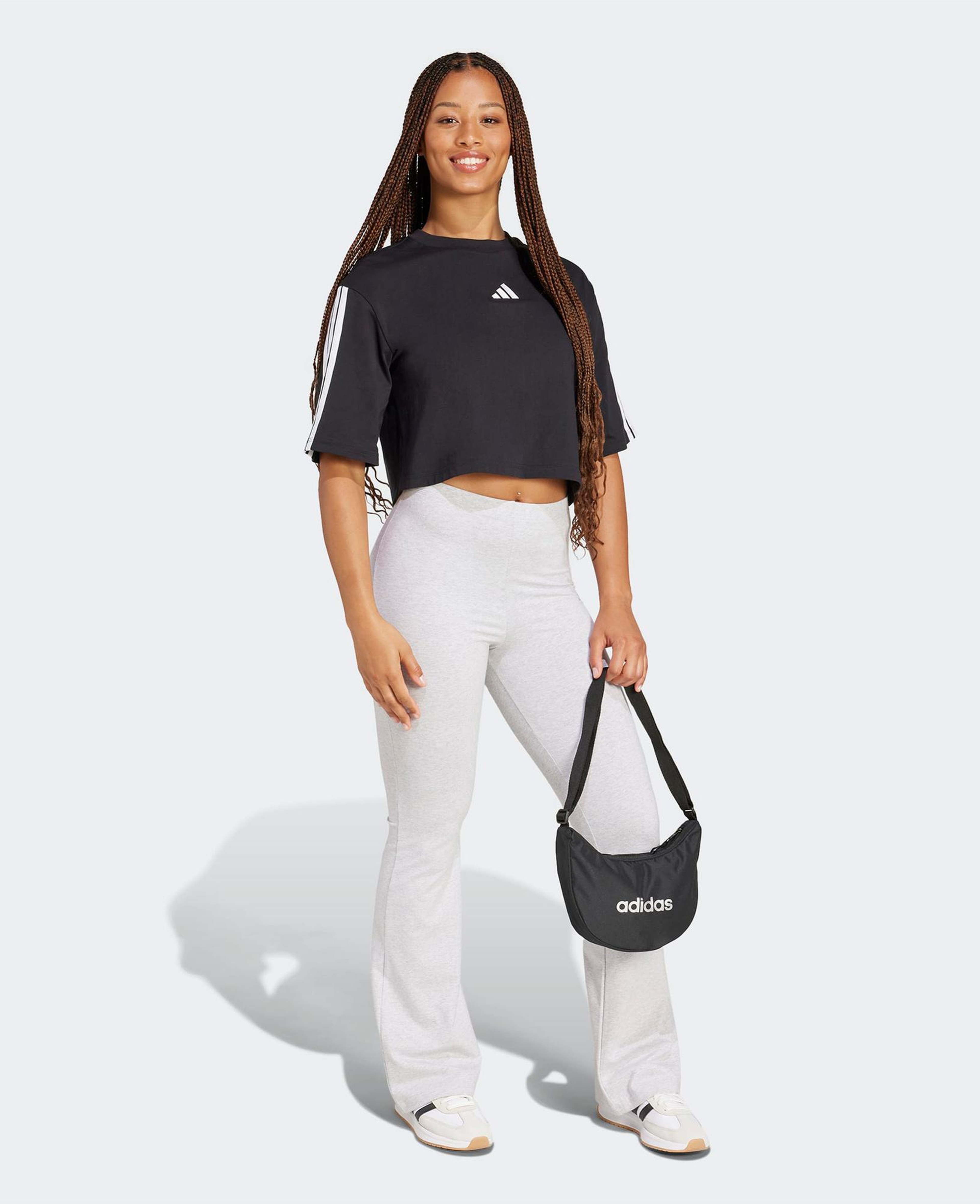 adidas Essentials 3 Stripes Kadın Siyah T-Shirt