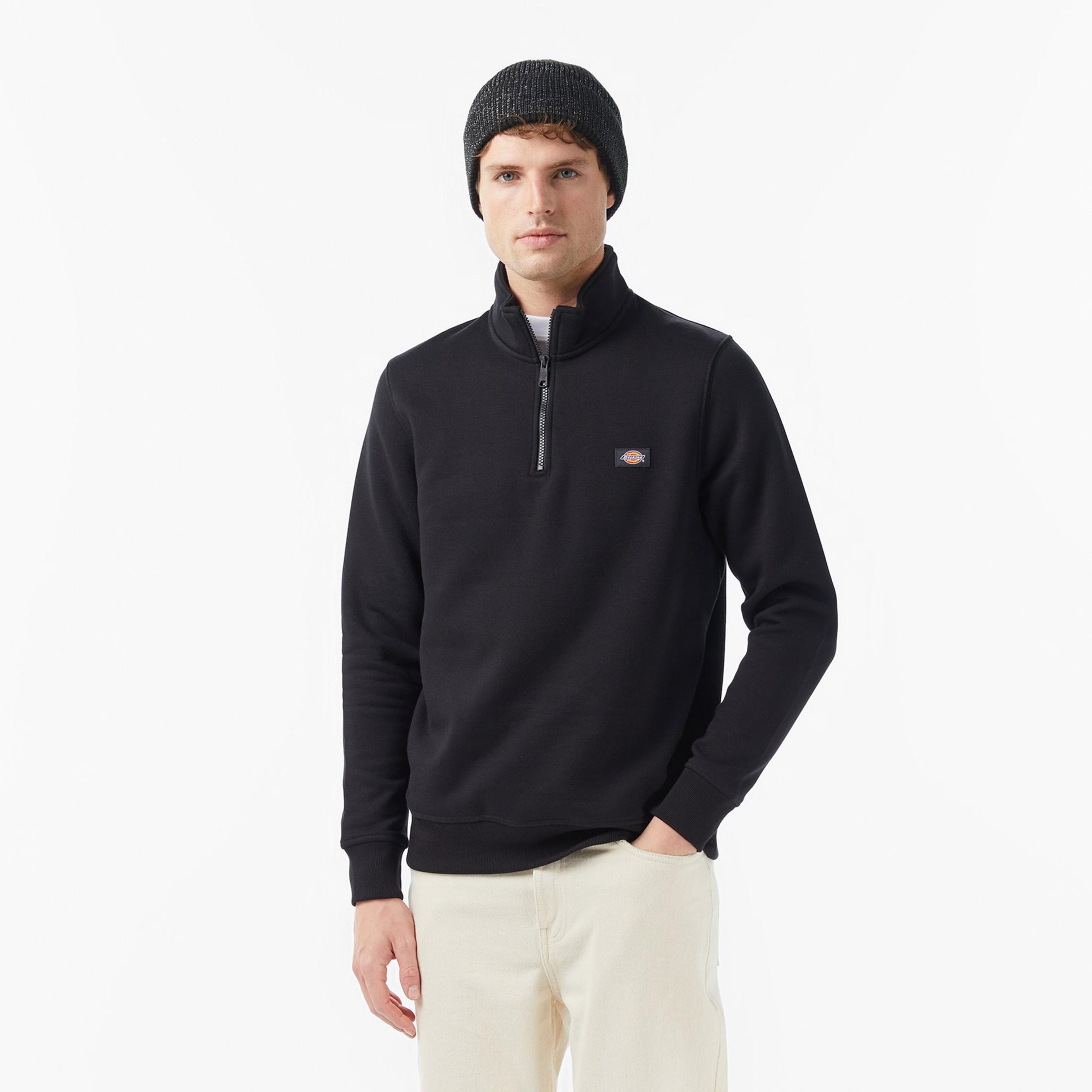 Dickies Oakport 1/4 Zip Crew Erkek Siyah Sweatshirt