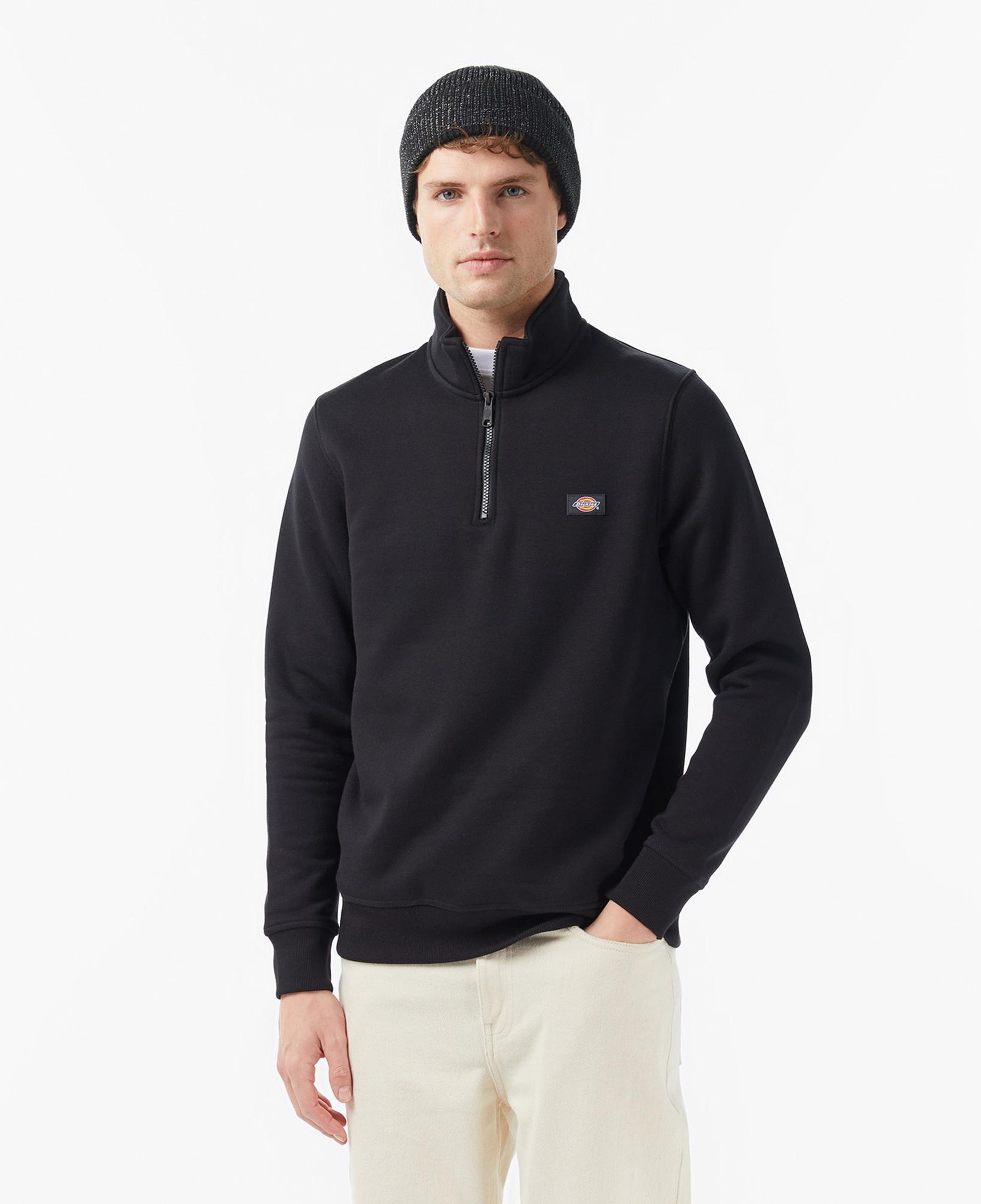 Dickies Oakport 1/4 Zip Crew Erkek Siyah Sweatshirt