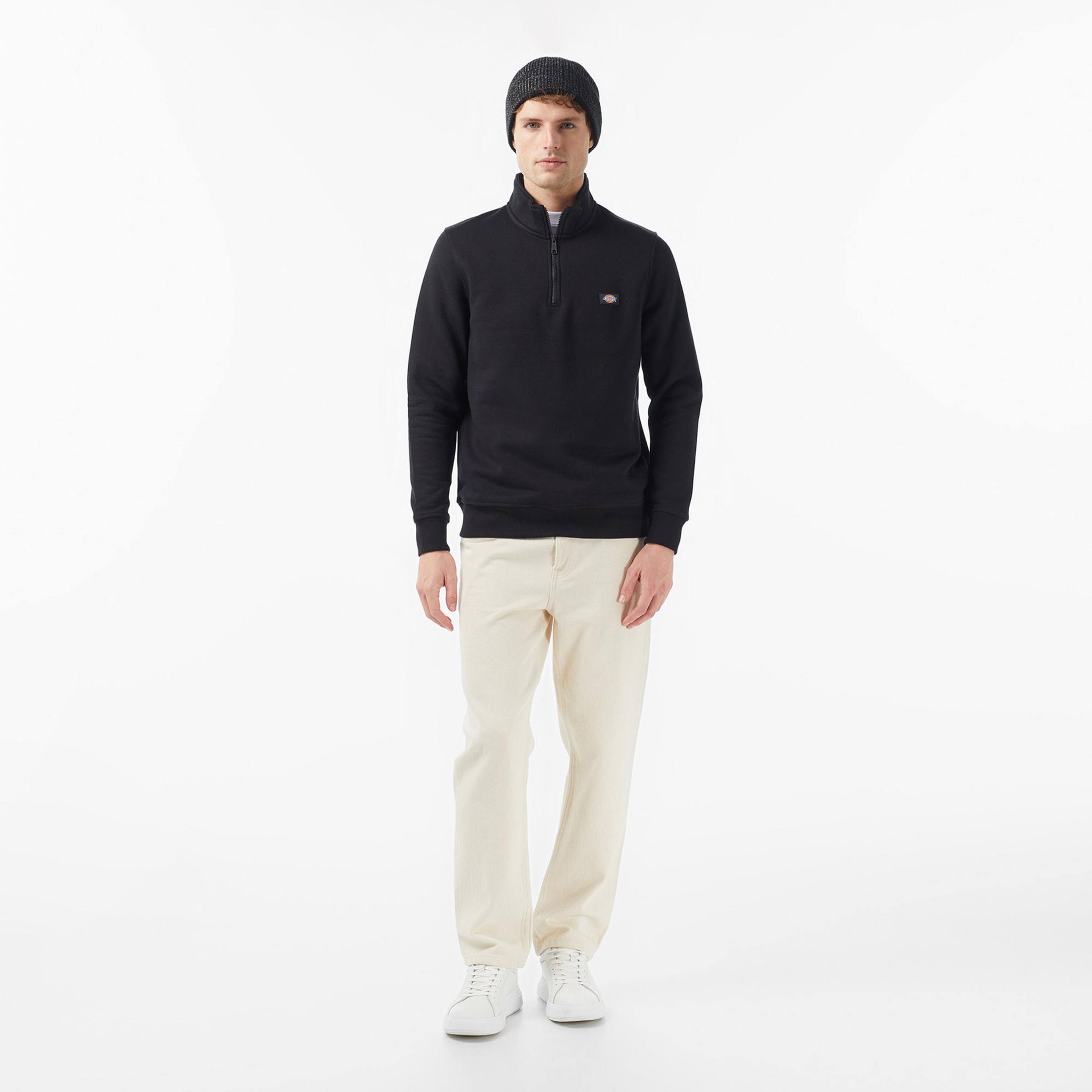 Dickies Oakport 1/4 Zip Crew Erkek Siyah Sweatshirt