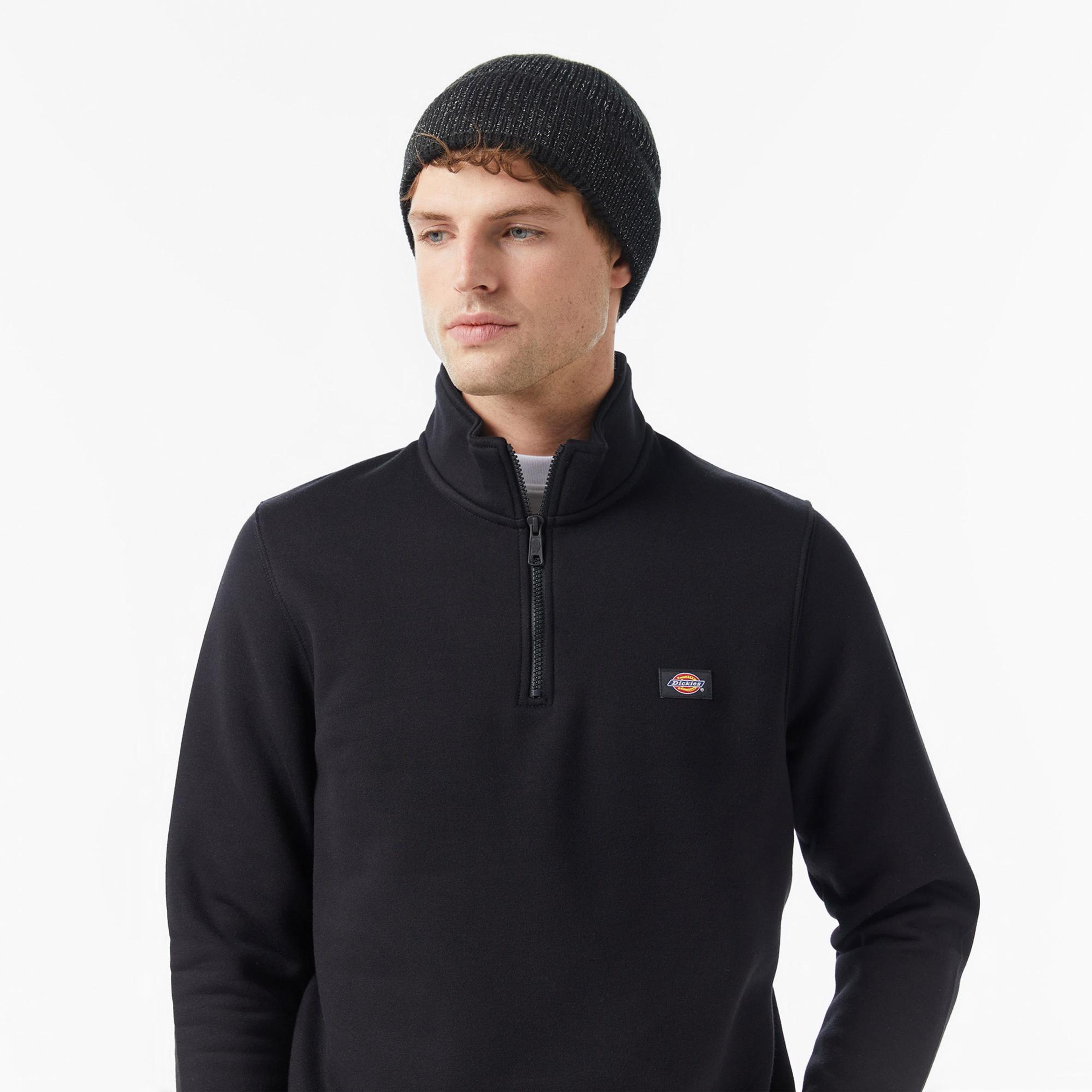Dickies Oakport 1/4 Zip Crew Erkek Siyah Sweatshirt