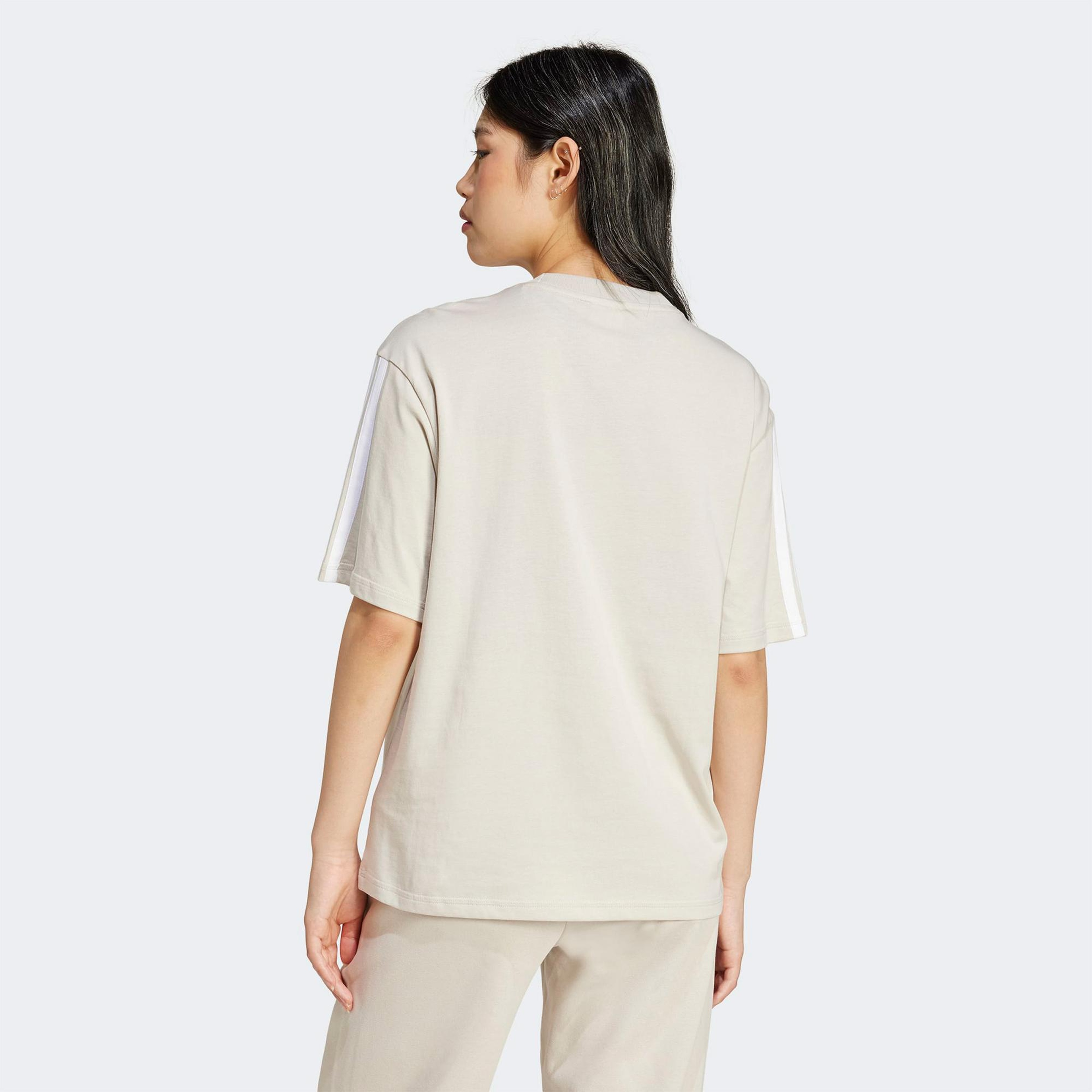 adidas Essentials 3 Stripes Kadın Bej T-Shirt