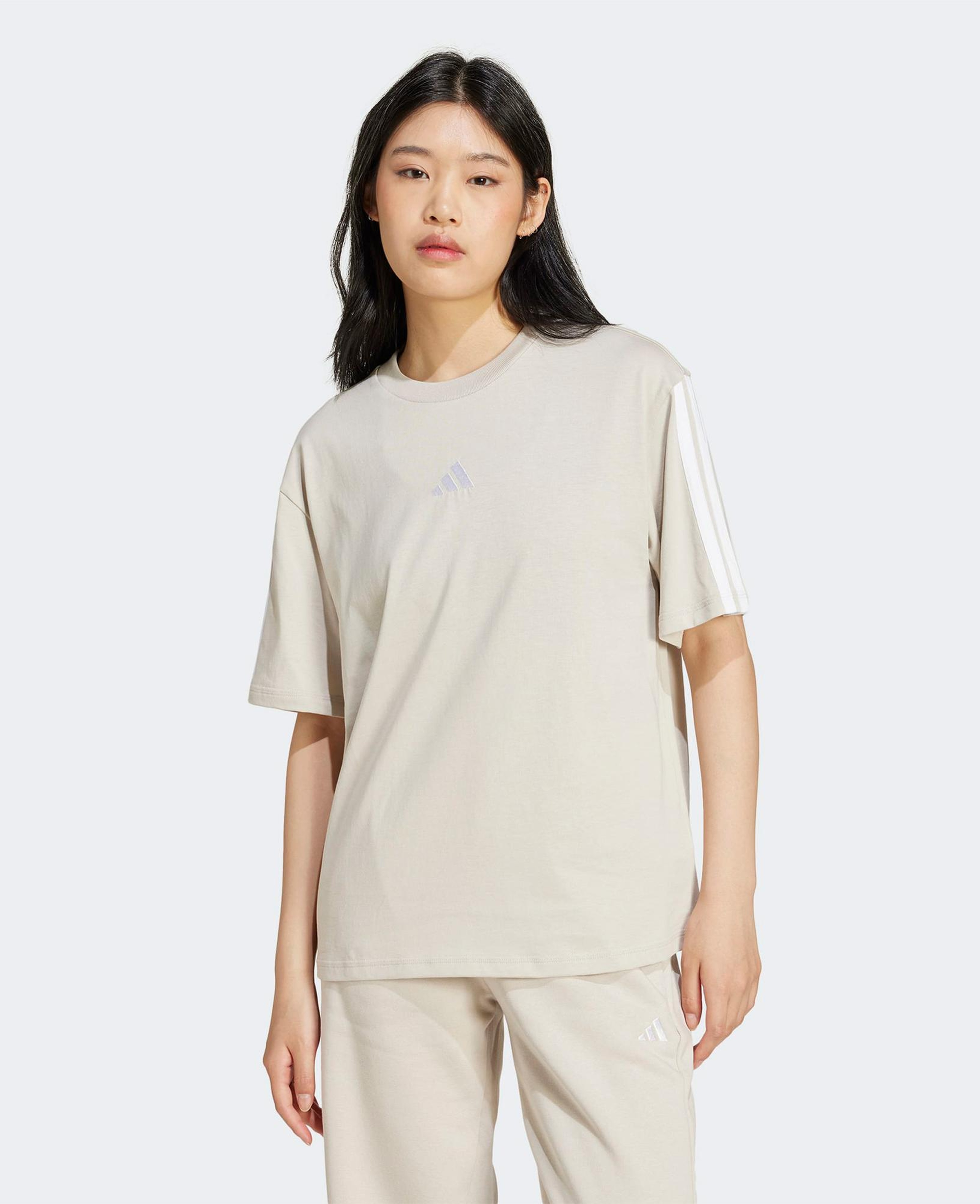 adidas Essentials 3 Stripes Kadın Bej T-Shirt