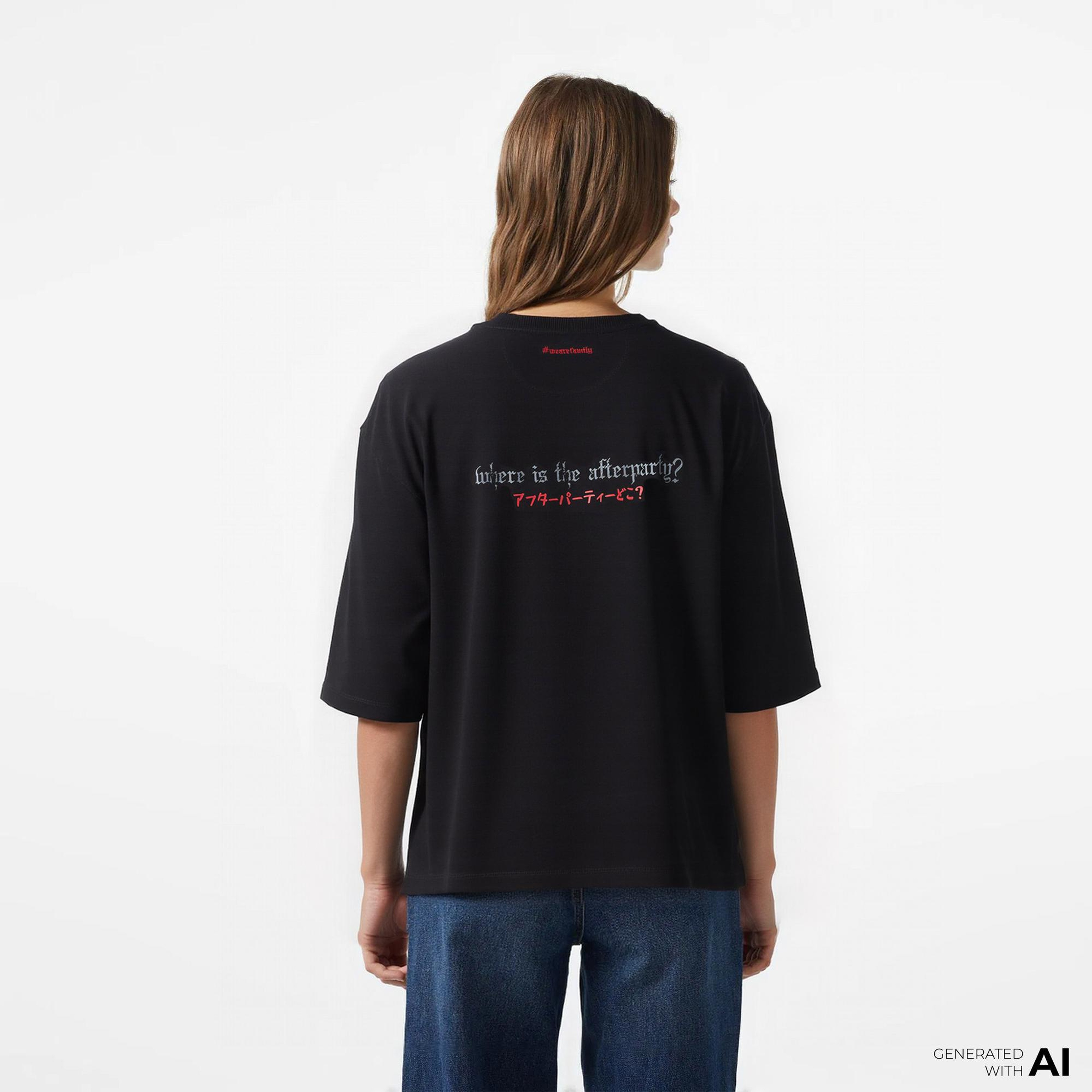 UNITED4 x Monkey Project Where Is The After Party Unisex Siyah T-Shirt